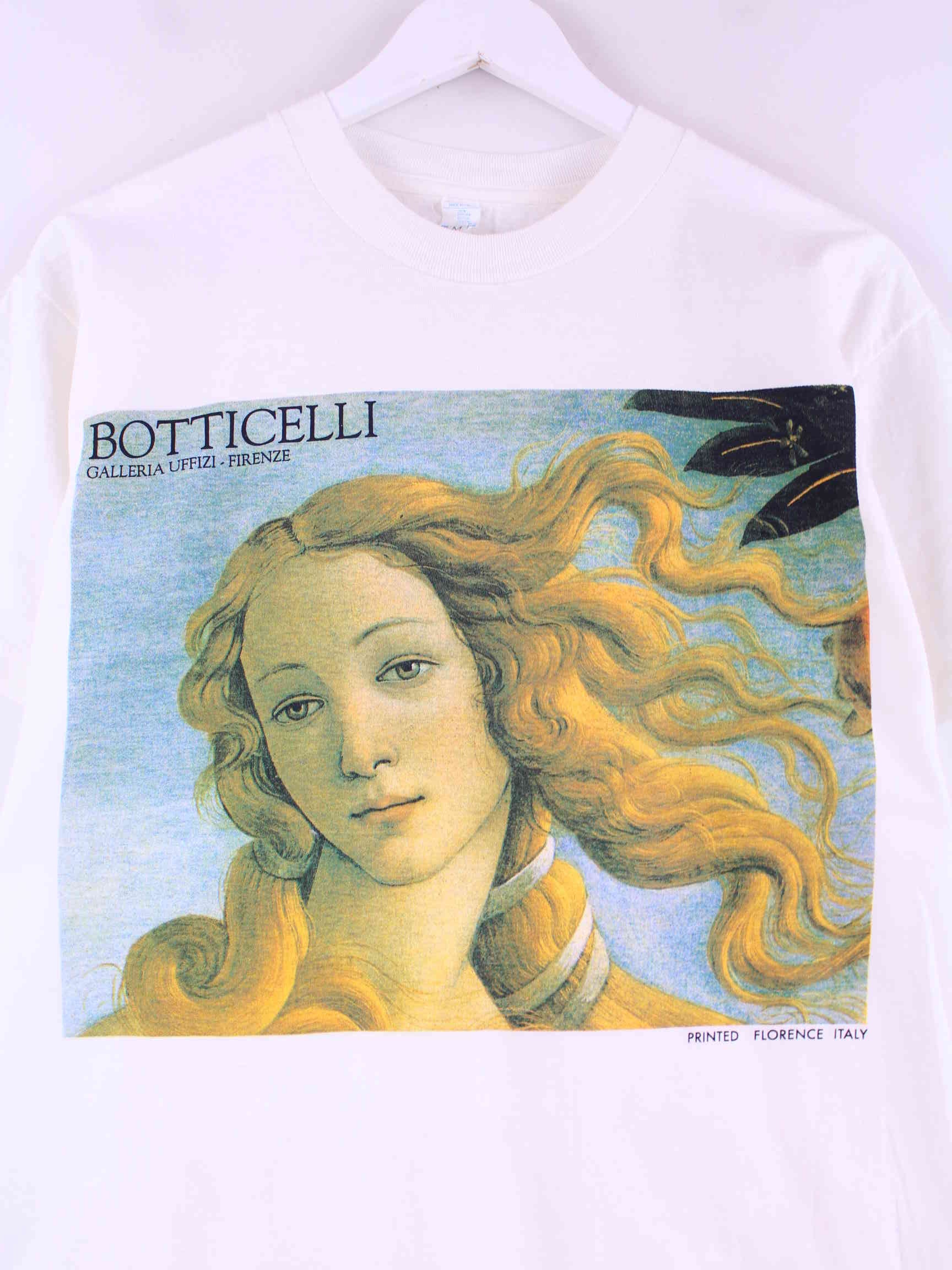 Vintage 90s Botticelli Print Single Stitch T-Shirt Weiß M (detail image 1)