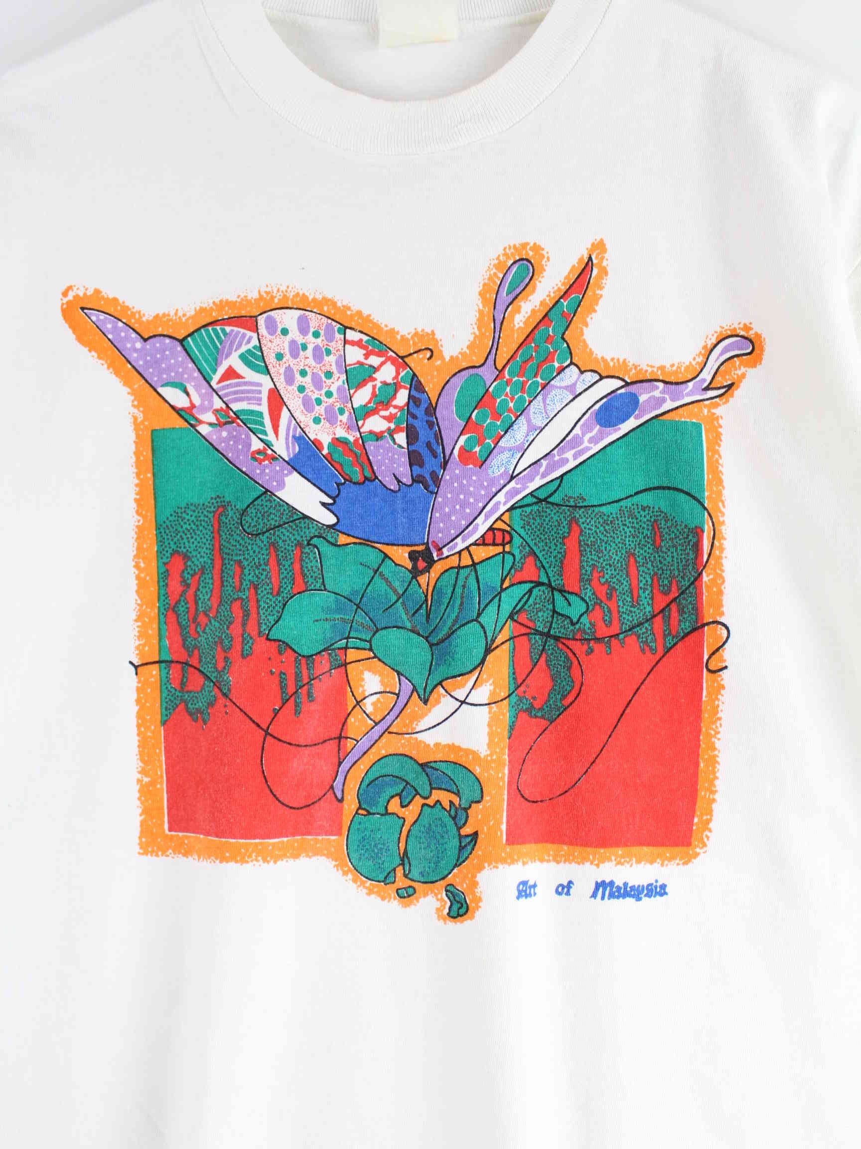 Vintage 80s Print Single Stitched T-Shirt Weiß M (detail image 1)