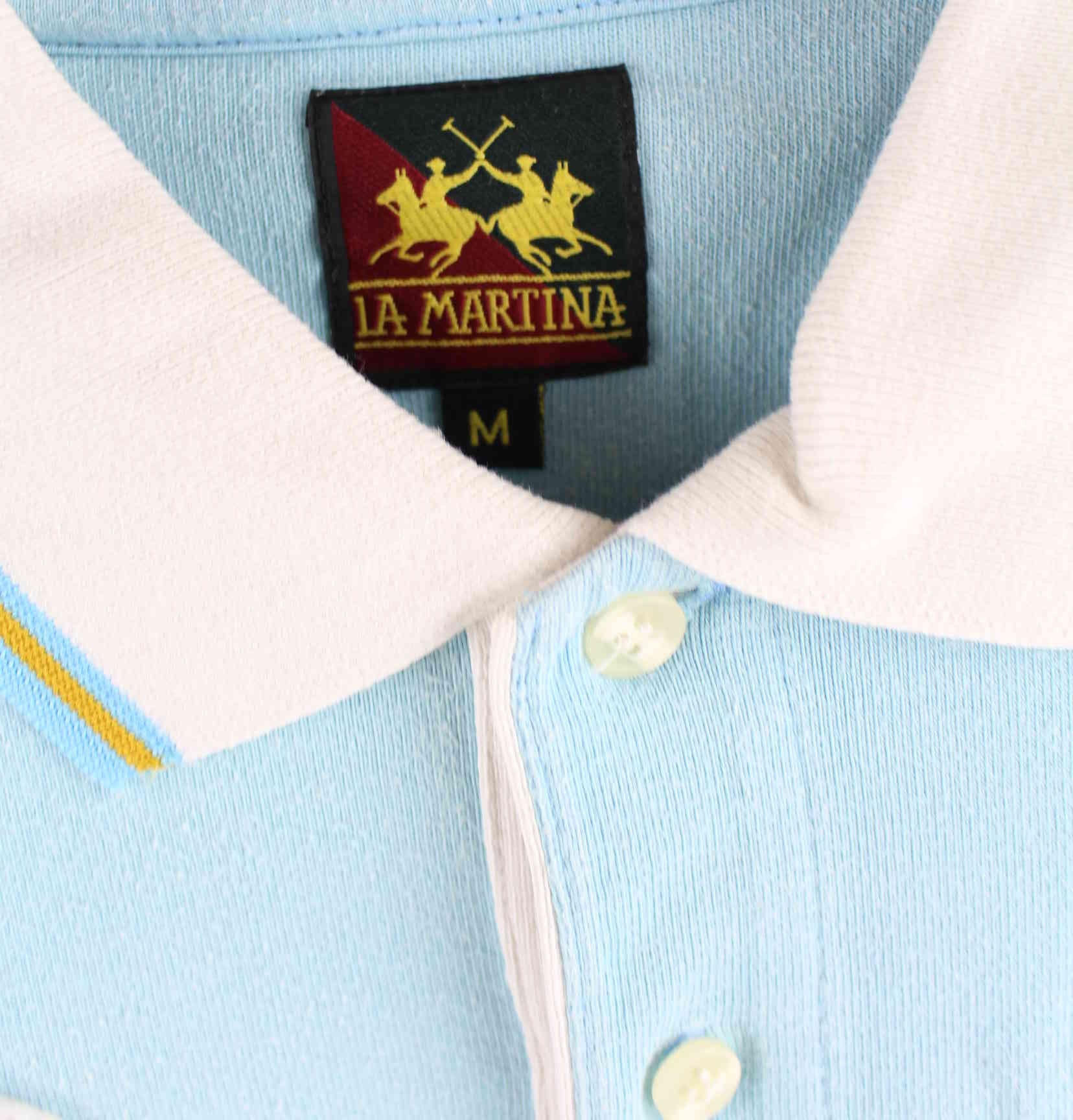 La Martina 90s Vintage Argentina Embroidered Polo Sweater Blau M (detail image 2)