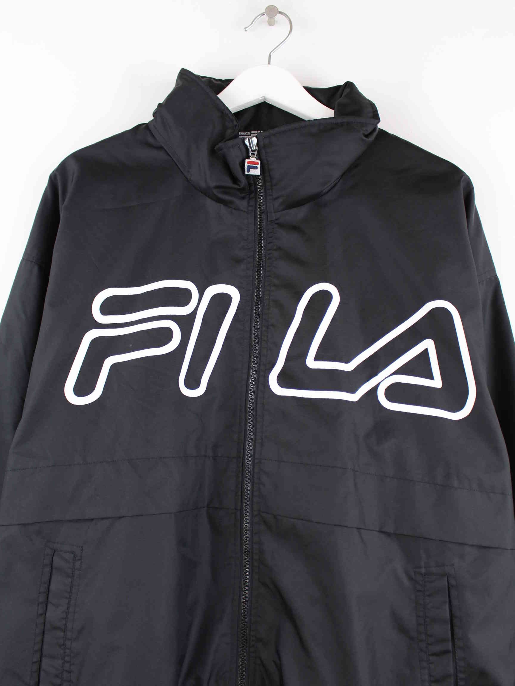 Fila 90s Vintage Print Jacke Schwarz M (detail image 1)