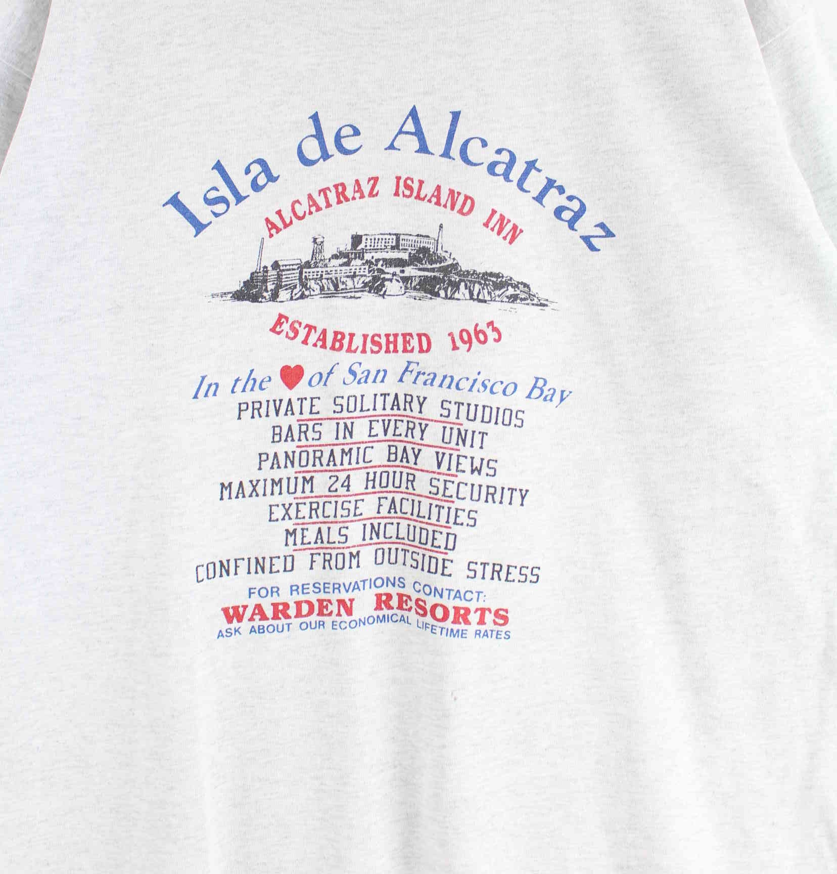 Fruit of the Loom 80s Vintage Alcatraz Print Single Stitched T-Shirt Grau XL (detail image 1)
