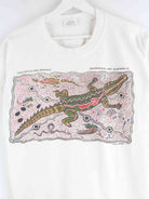Vintage 80s Aligator Print Single Stitched T-Shirt Weiß S (detail image 1)