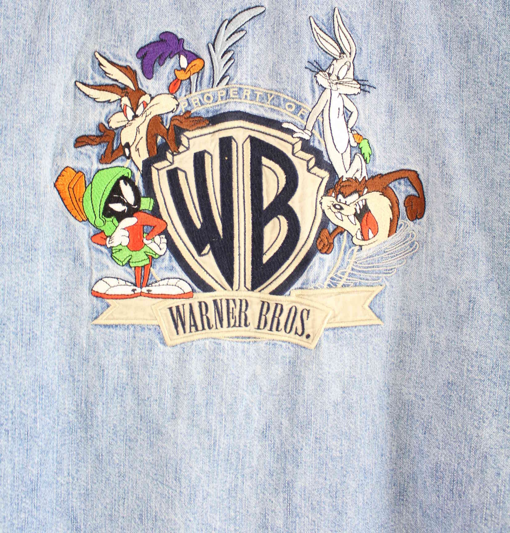 Warner Bros 90s Vintage Looney Tunes Embroidered Hemd Blau XXL (detail image 3)