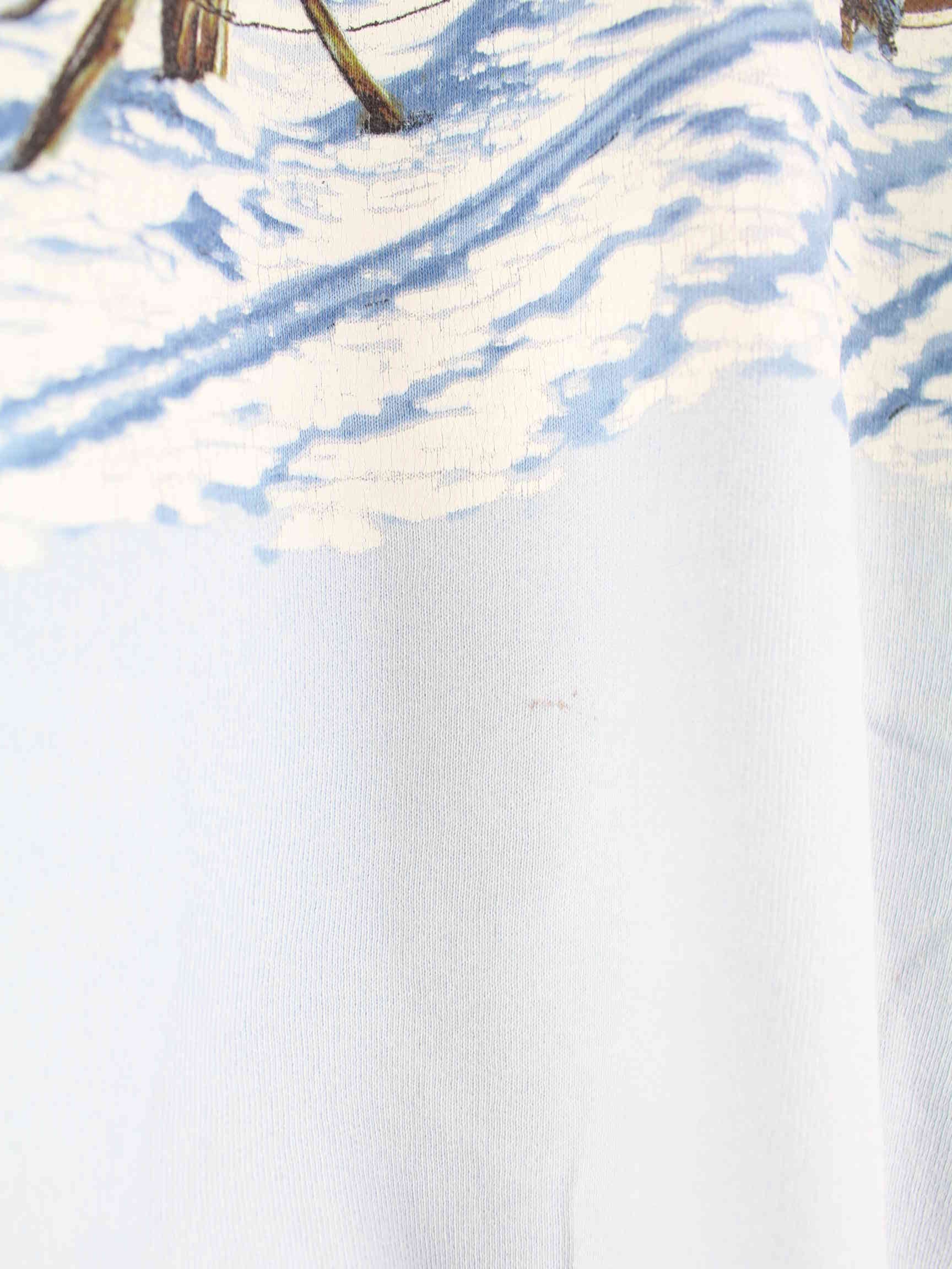 Vintage 90s Winter Print Sweater Blau L (detail image 3)