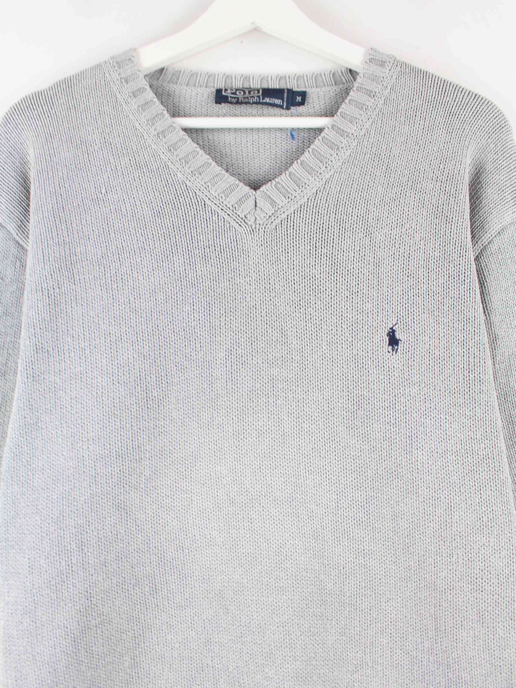 Ralph Lauren 90s Vintage V-Neck Pullover Grau M (detail image 1)