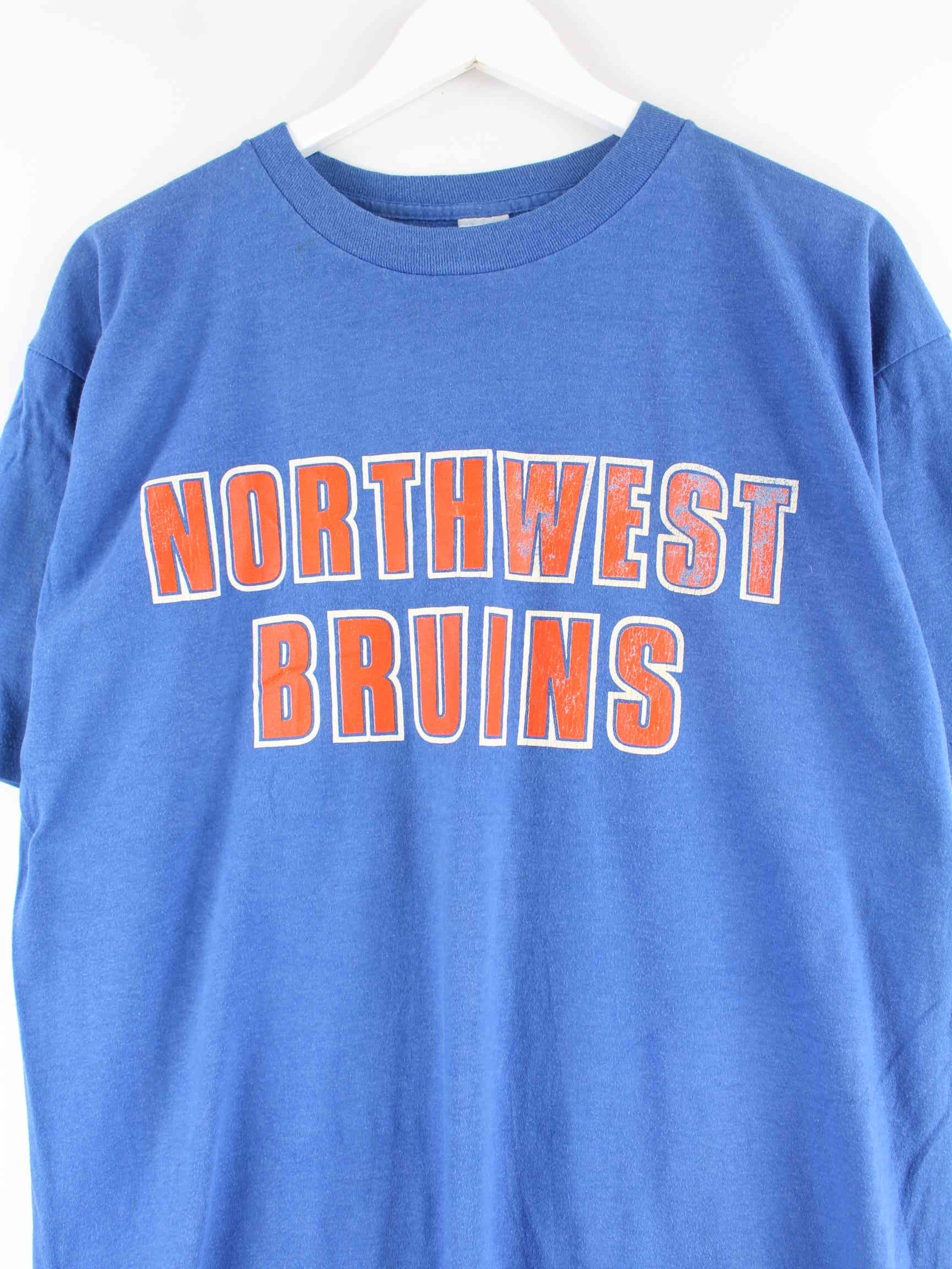 Vintage 90s Northwest Bruins Print Single Stitched T-Shirt Blau L (detail image 1)