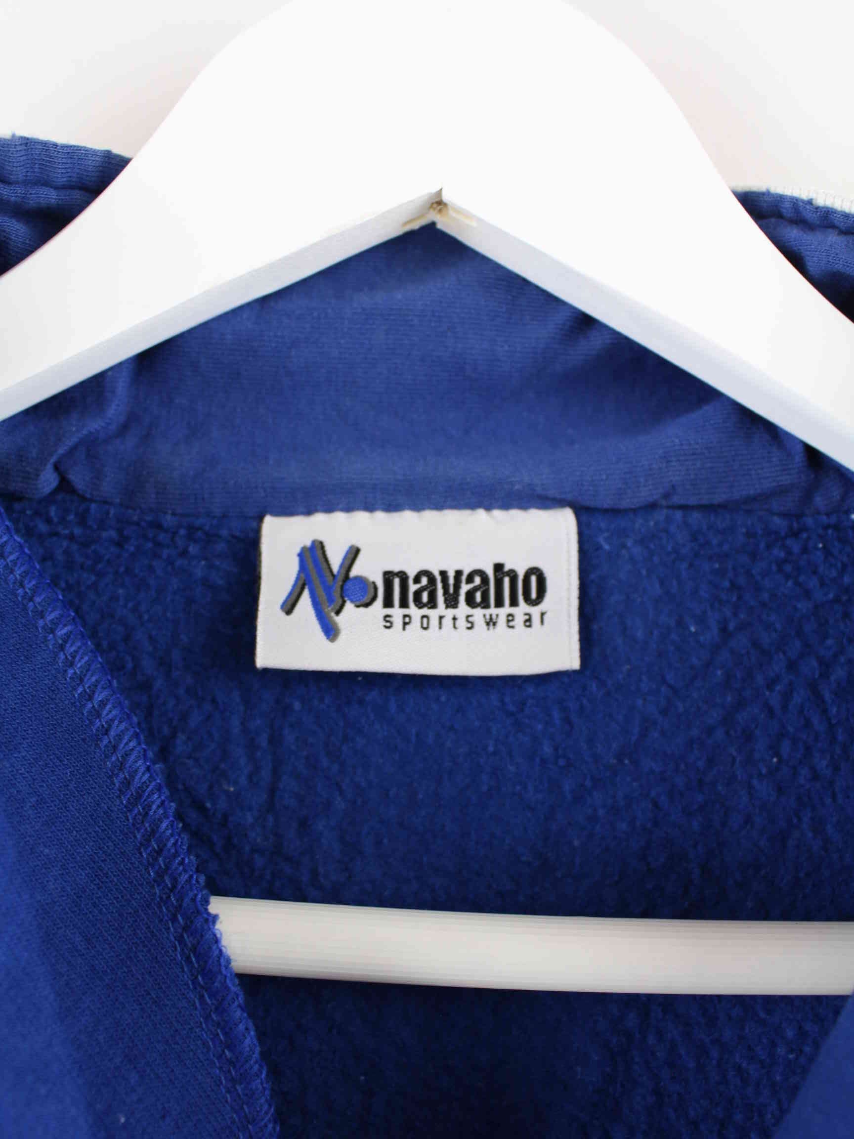 Vintage y2k Beach Soccer Embroidered Half Zip Sweater Blau M (detail image 3)