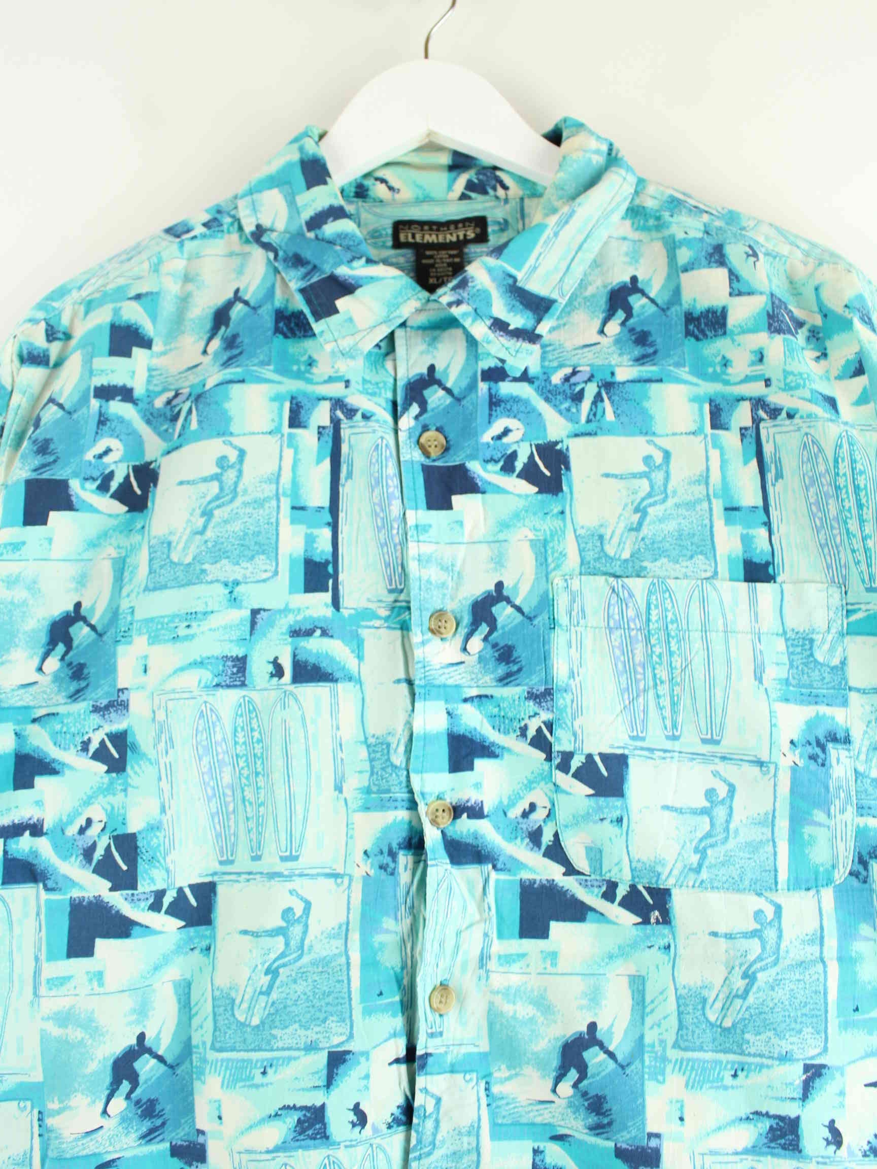 Vintage 00s Surfer Hawaii Hemd Blau XL (detail image 1)