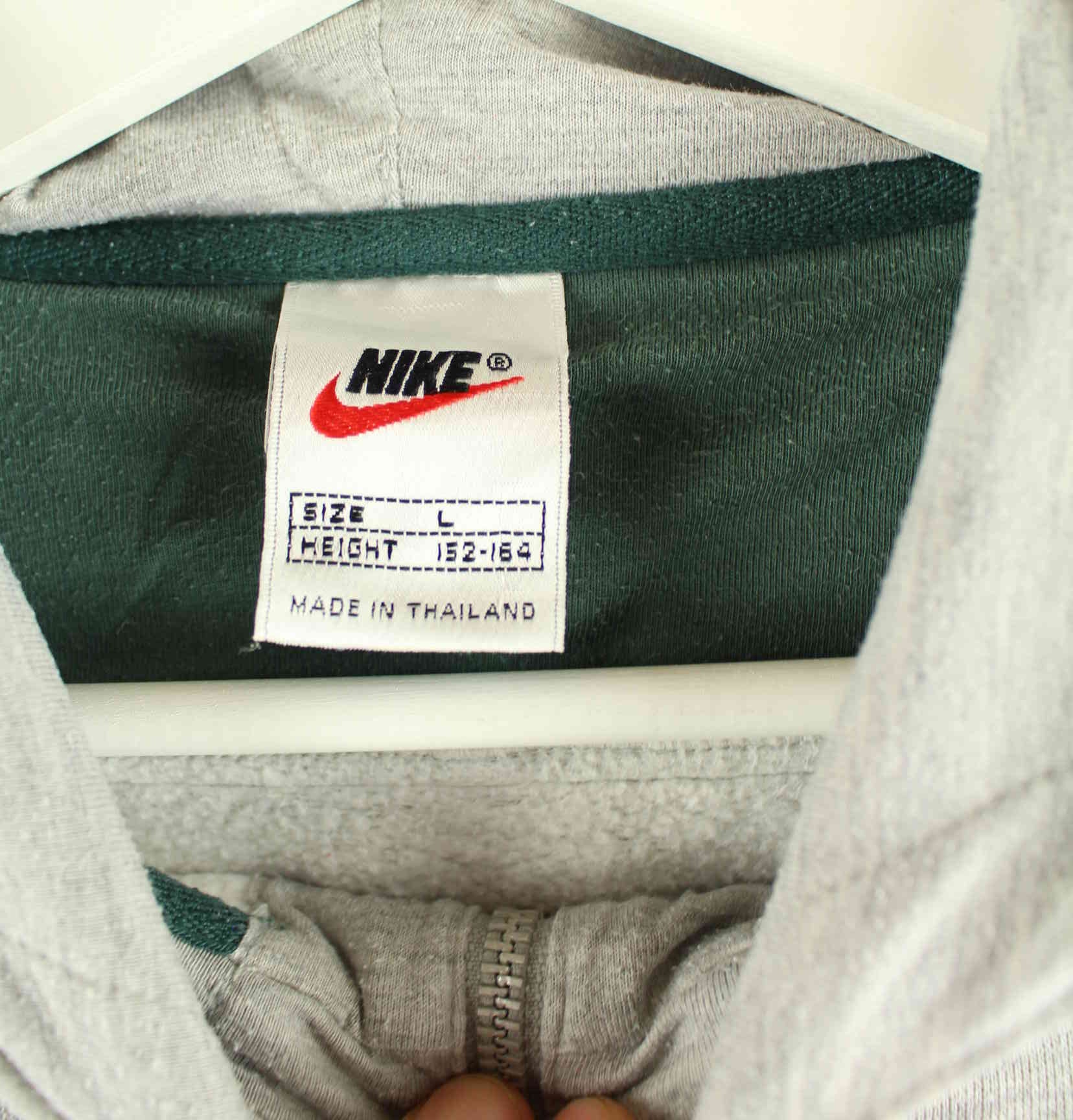 Nike 90s Vintage Big Swoosh Embroidered Half Zip Hoodie Grau XS (detail image 2)