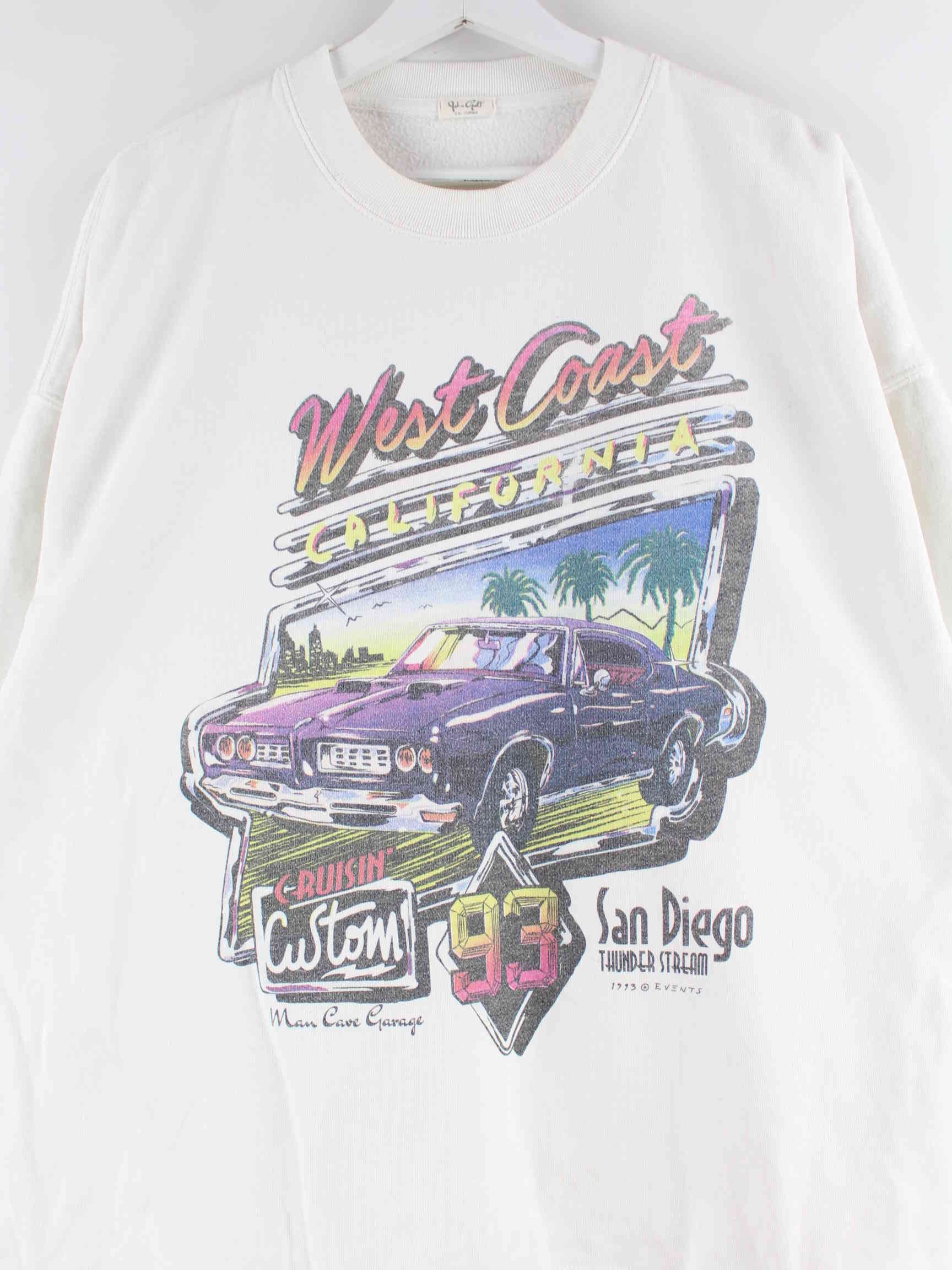 Vintage 1993 West Coast Cruisin Print Sweater Weiß XL (detail image 1)