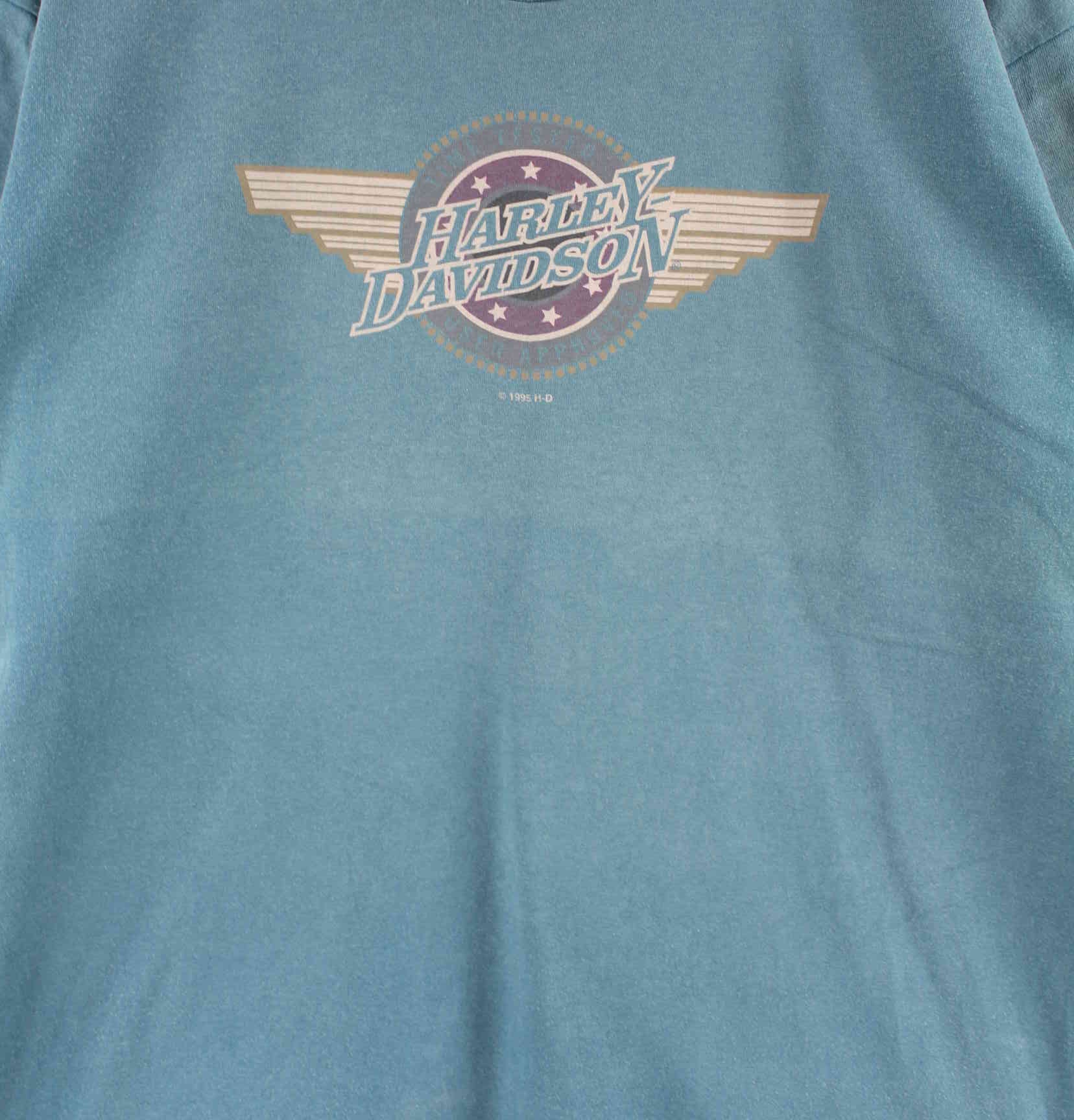 Harley Davidson 1995 Vintage Faded Print Single Stitched T-Shirt Blau XL (detail image 1)