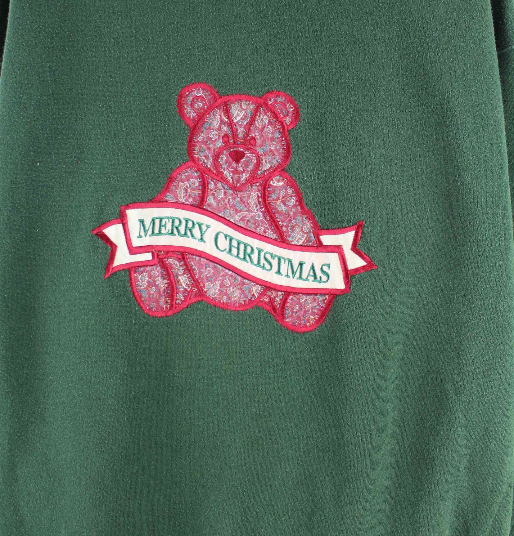 Vintage 90s Christmas Embroidered Sweater Grün L (detail image 1)