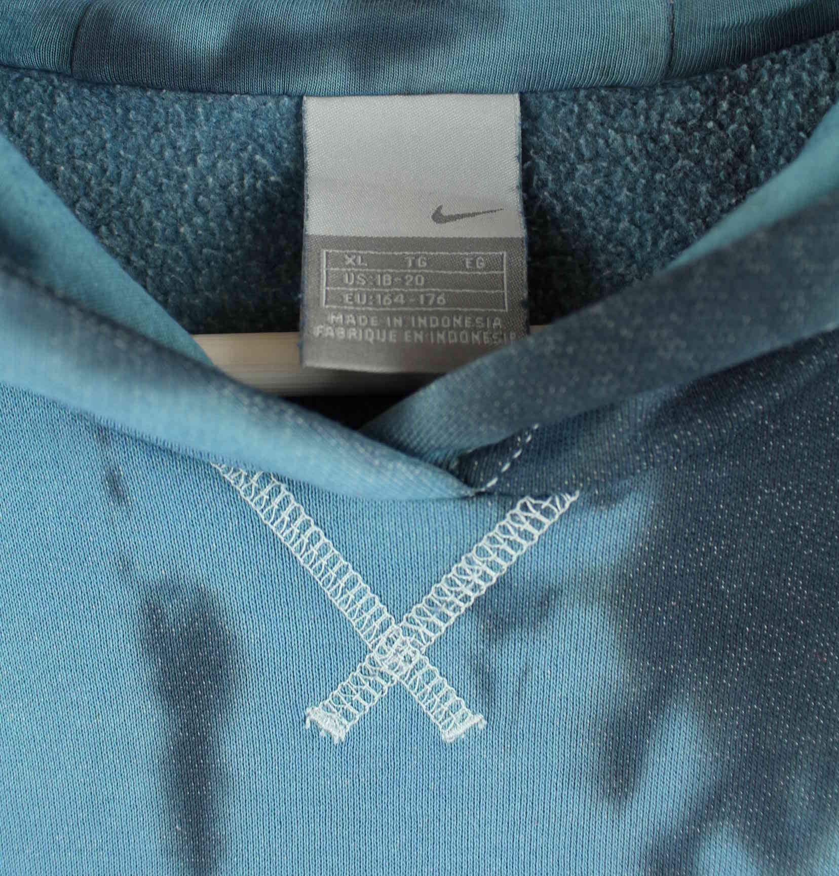 Nike 00s Embroidered Tie Dye Hoodie Blau M (detail image 2)