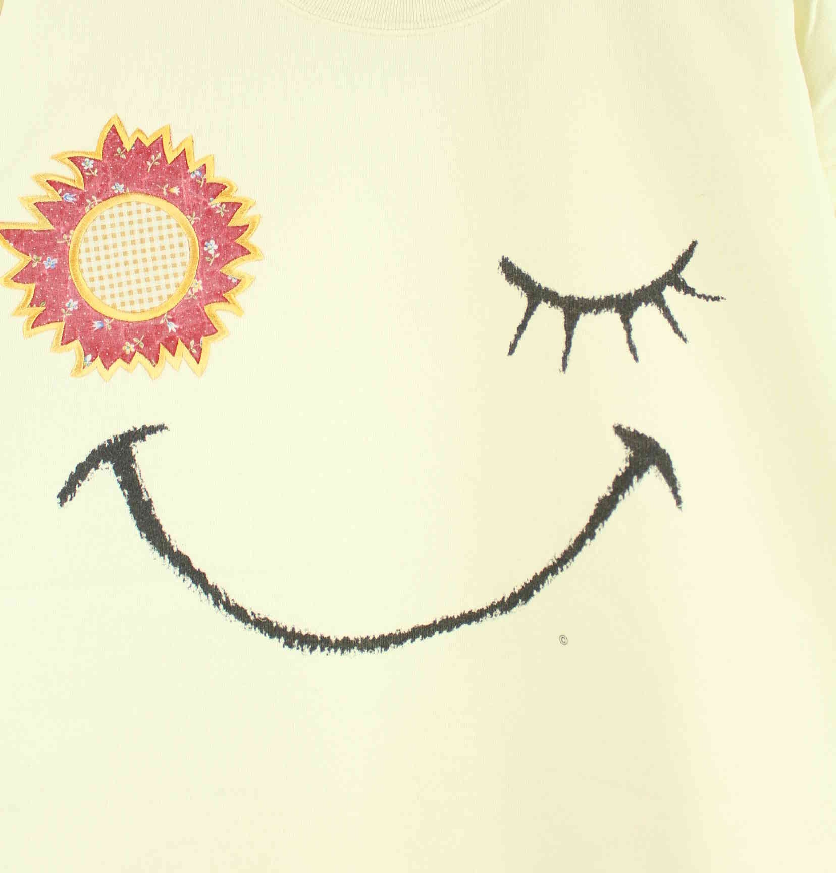 Vintage 80s Embroidered Sun Sweater Beige XL (detail image 1)