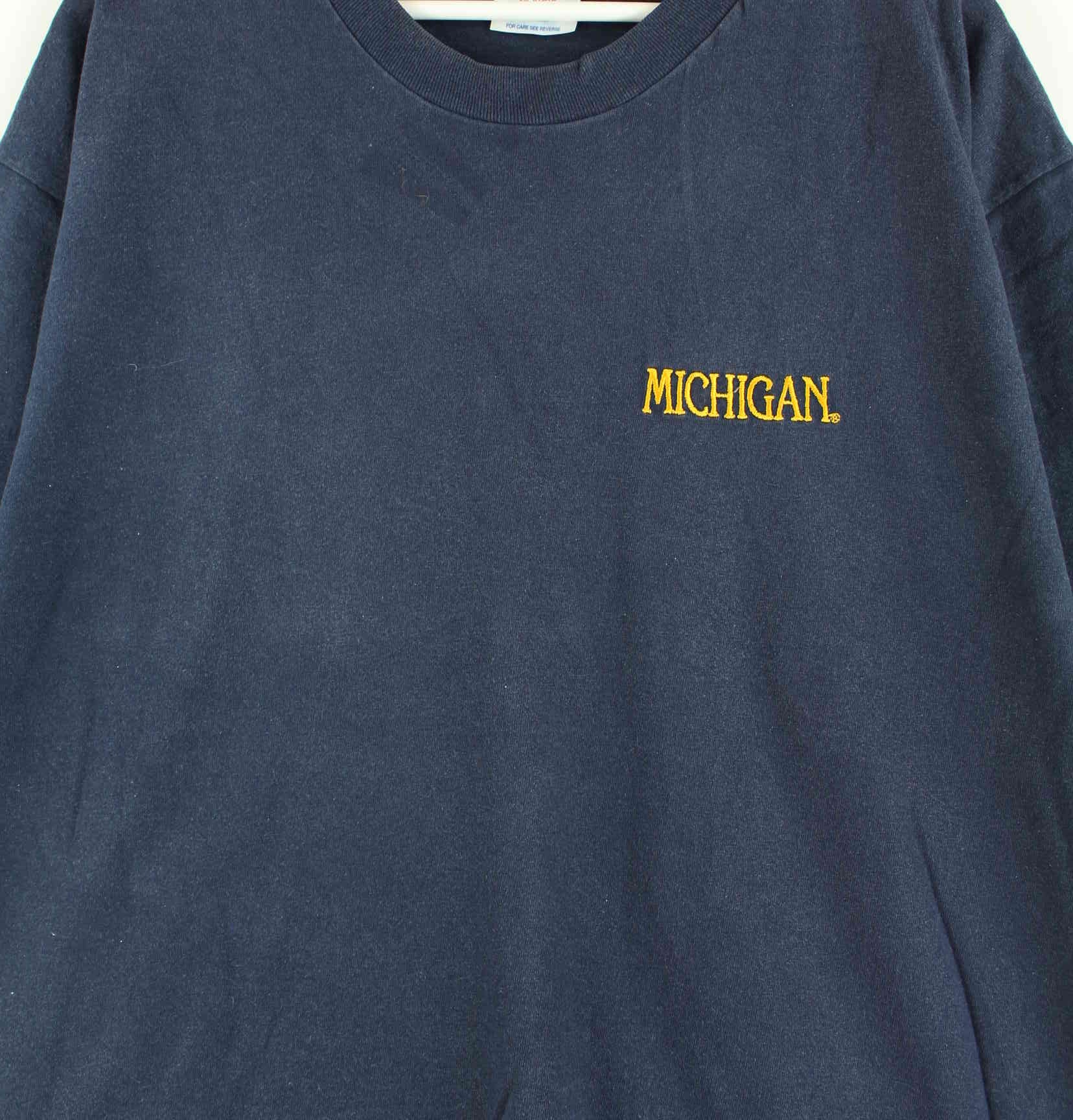 Champion Michigan Embrodiered Single Stitched T-Shirt Blau XL (detail image 1)