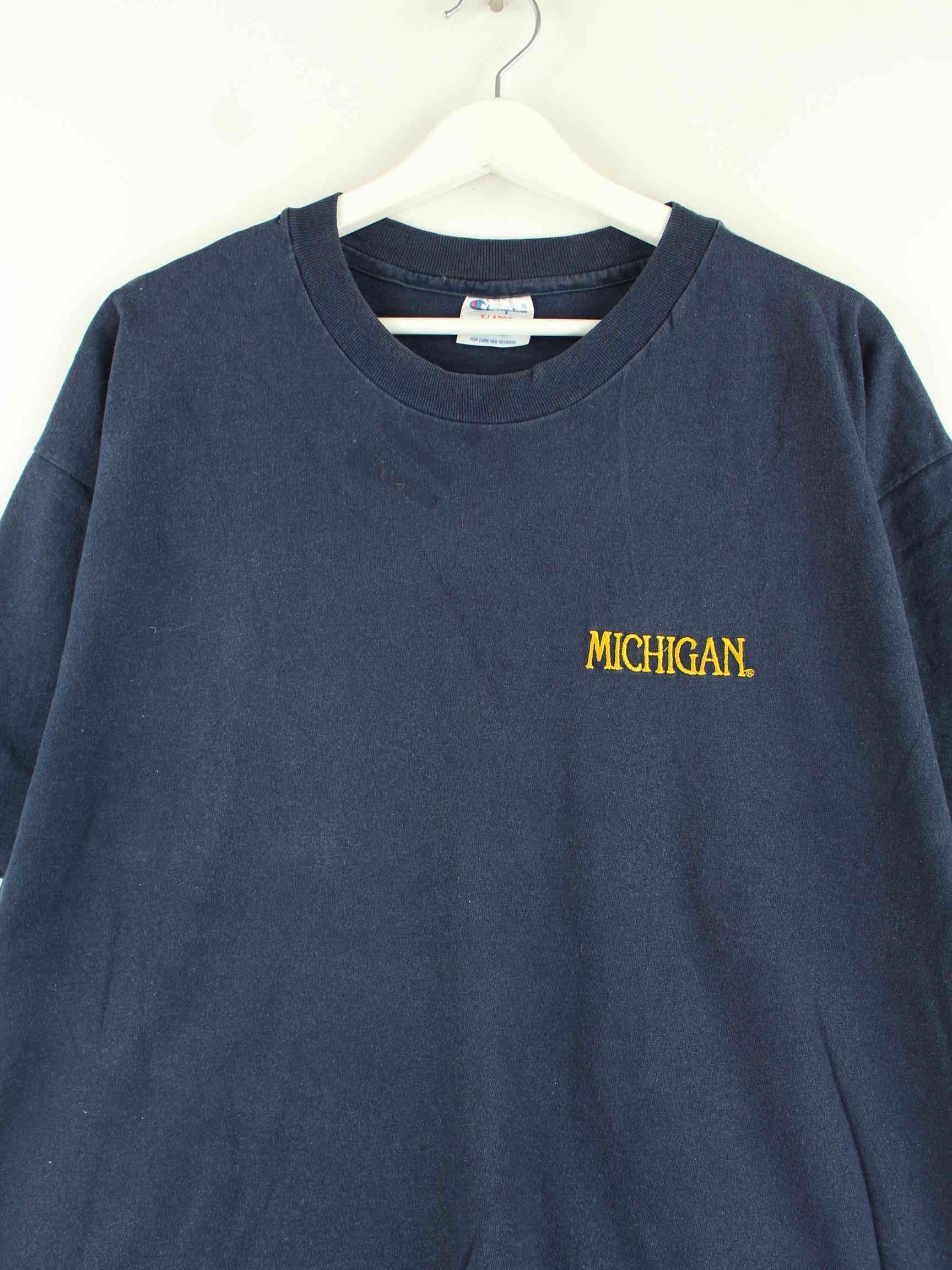 Champion Michigan Embrodiered Single Stitched T-Shirt Blau XL (detail image 1)