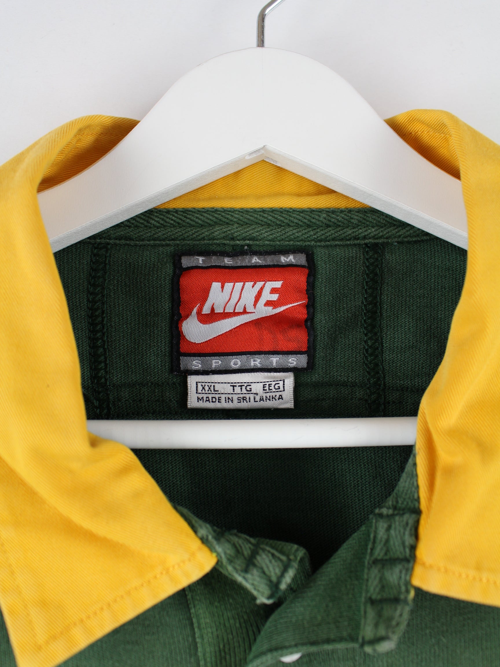 Nike 90s Vintage Embroidered SA Rugby Long Sleeve Polo Green XXL