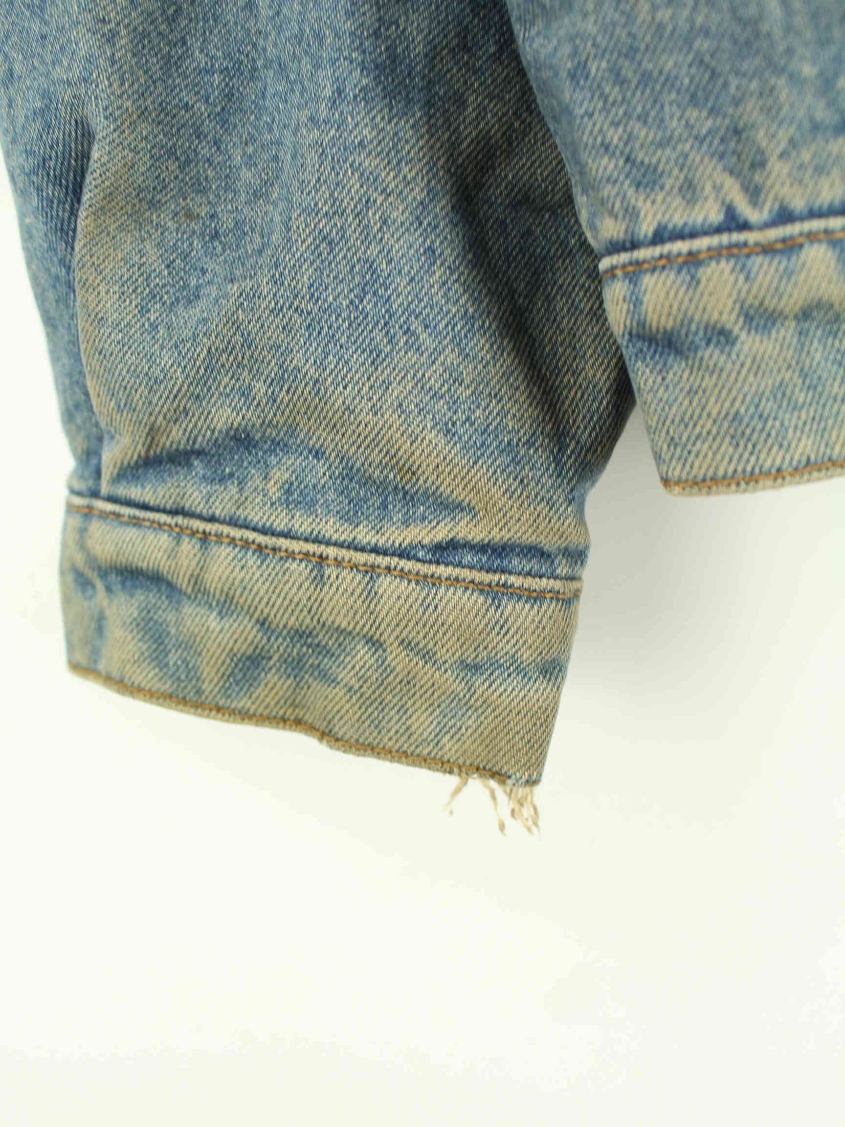 Vintage 80s Embroidered Jeans Jacke Blau L (detail image 4)