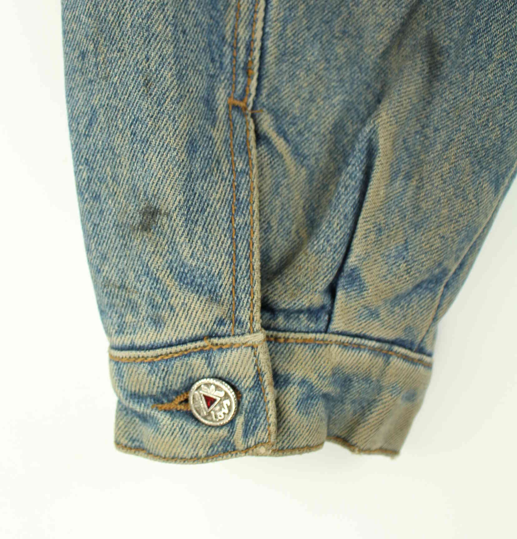 Vintage 80s Embroidered Jeans Jacke Blau L (detail image 7)