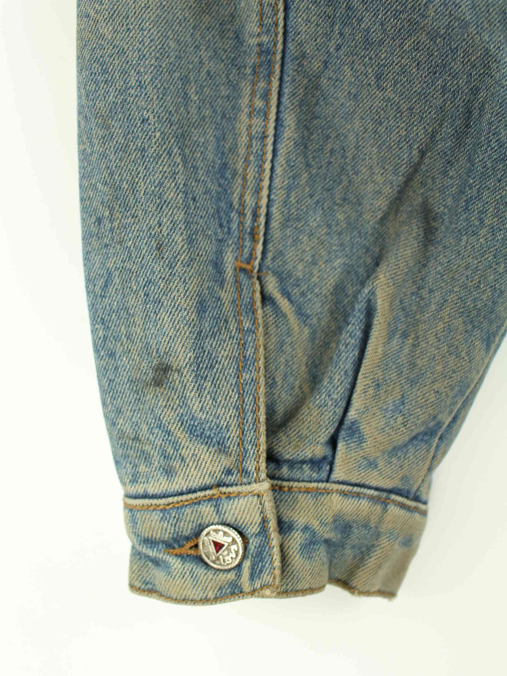 Vintage 80s Embroidered Jeans Jacke Blau L (detail image 7)