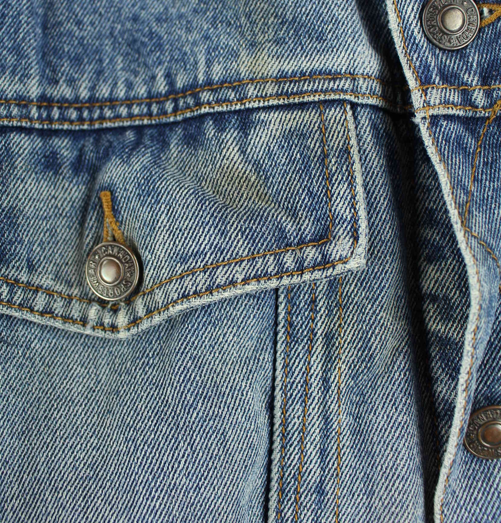 Vintage 90s Jade Drilling Embroidered Jeans Jacke Blau L (detail image 3)