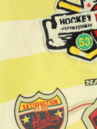 Vintage 70s Embroidered Hockey U.S.A Hoodie Gelb L (detail image 2)