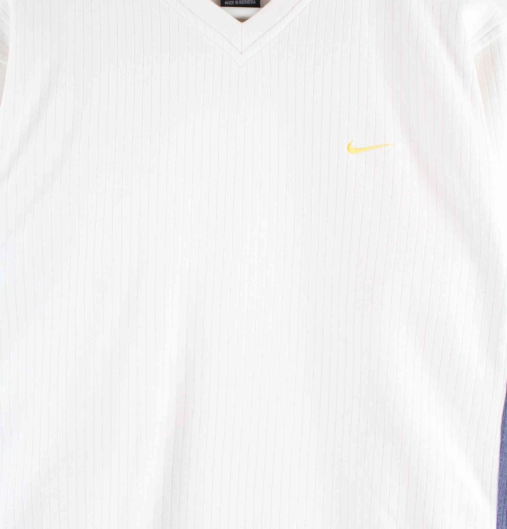 Nike 90s Vintage Swoosh V-Neck Sweater Weiß M (detail image 1)