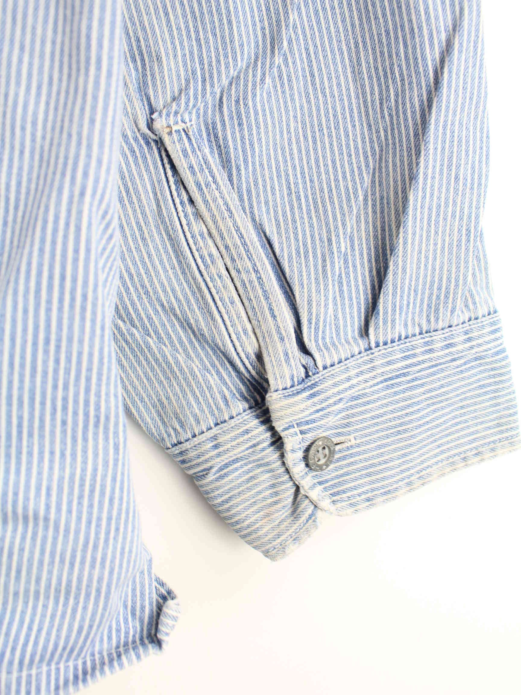 GAP 00s Half Zip Striped Jeans Jacke Blau XL (detail image 5)