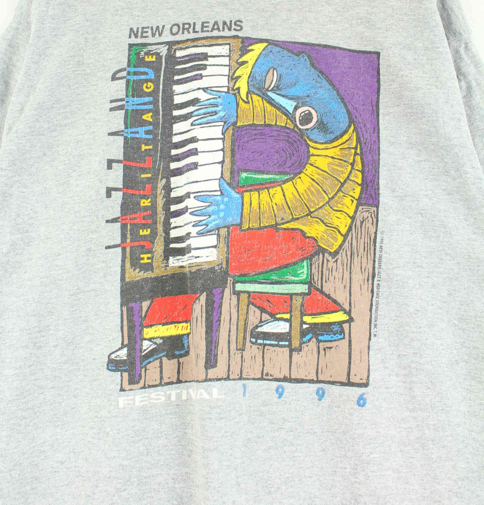 Fruit of the Loom 1996 Vintage Jazz Festival Single Stitched T-Shirt Grau XXL (detail image 1)