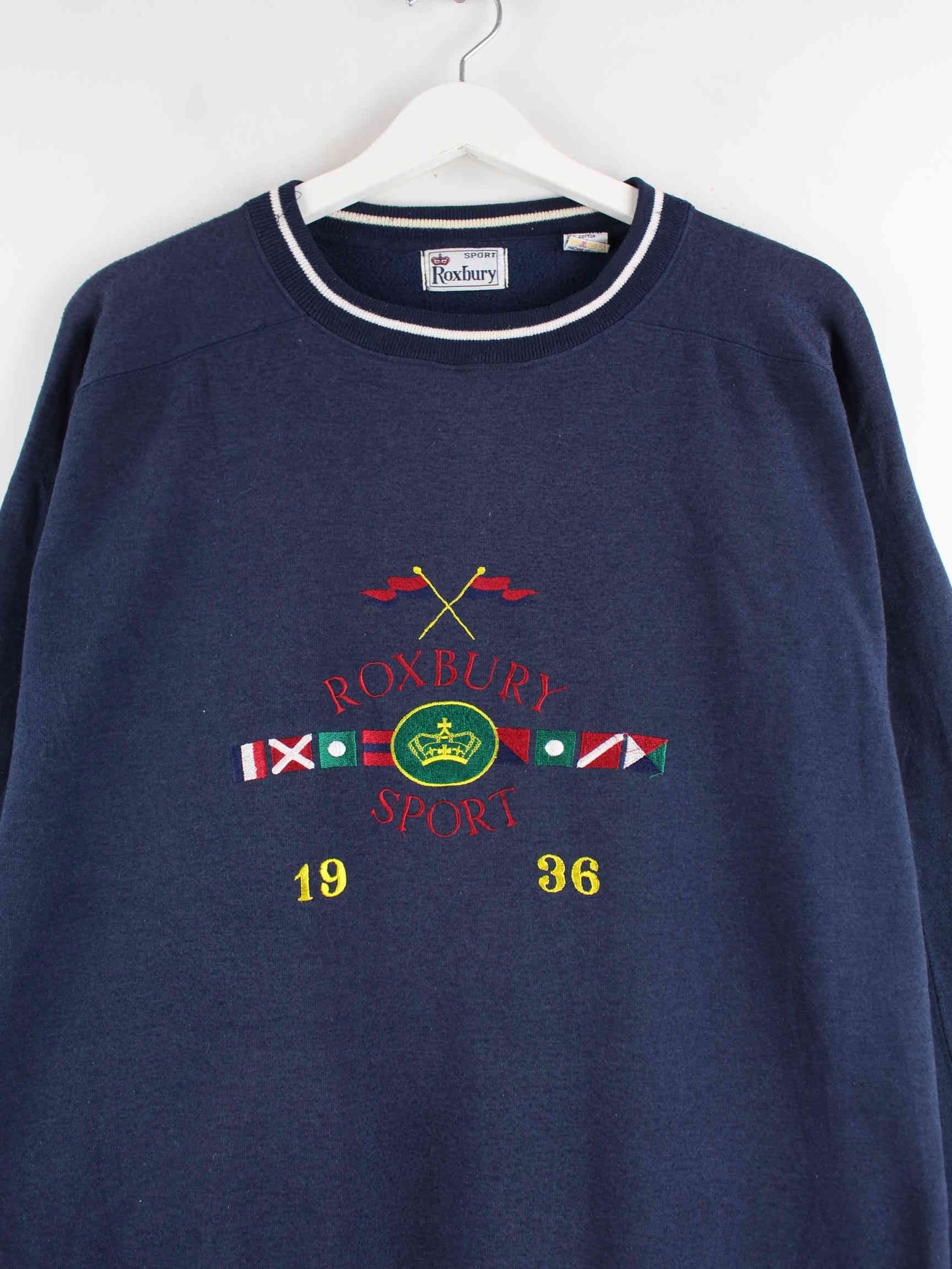 Vintage 90s Roxbury Embroidered Sweater Blau XL (detail image 1)