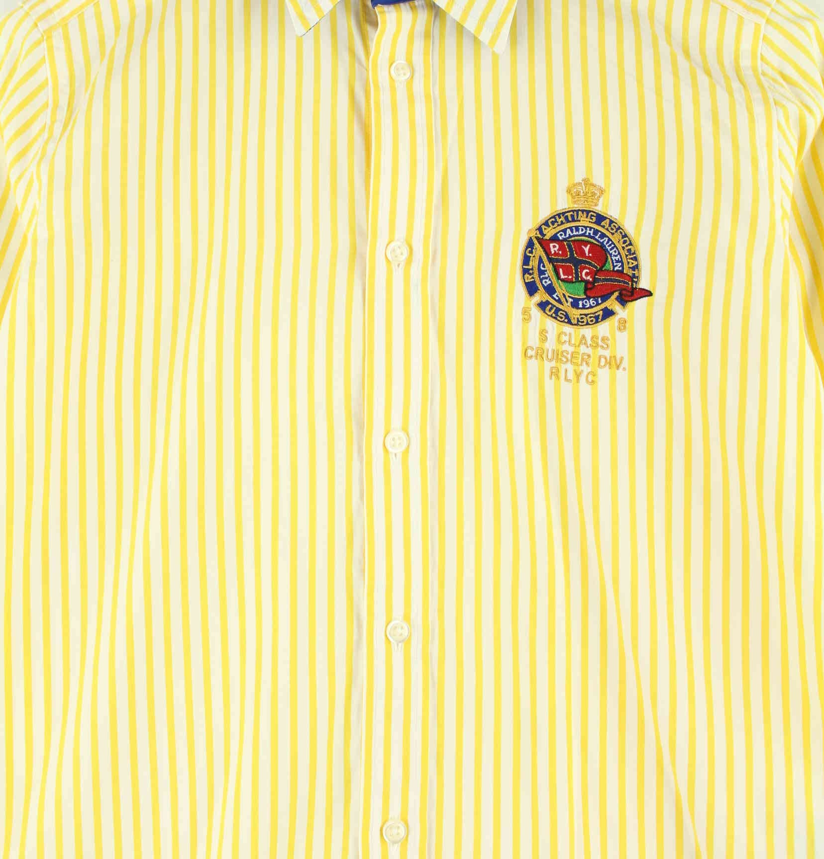 Ralph Lauren 90s Vintage Striped Embroidered Hemd Gelb XS (detail image 1)