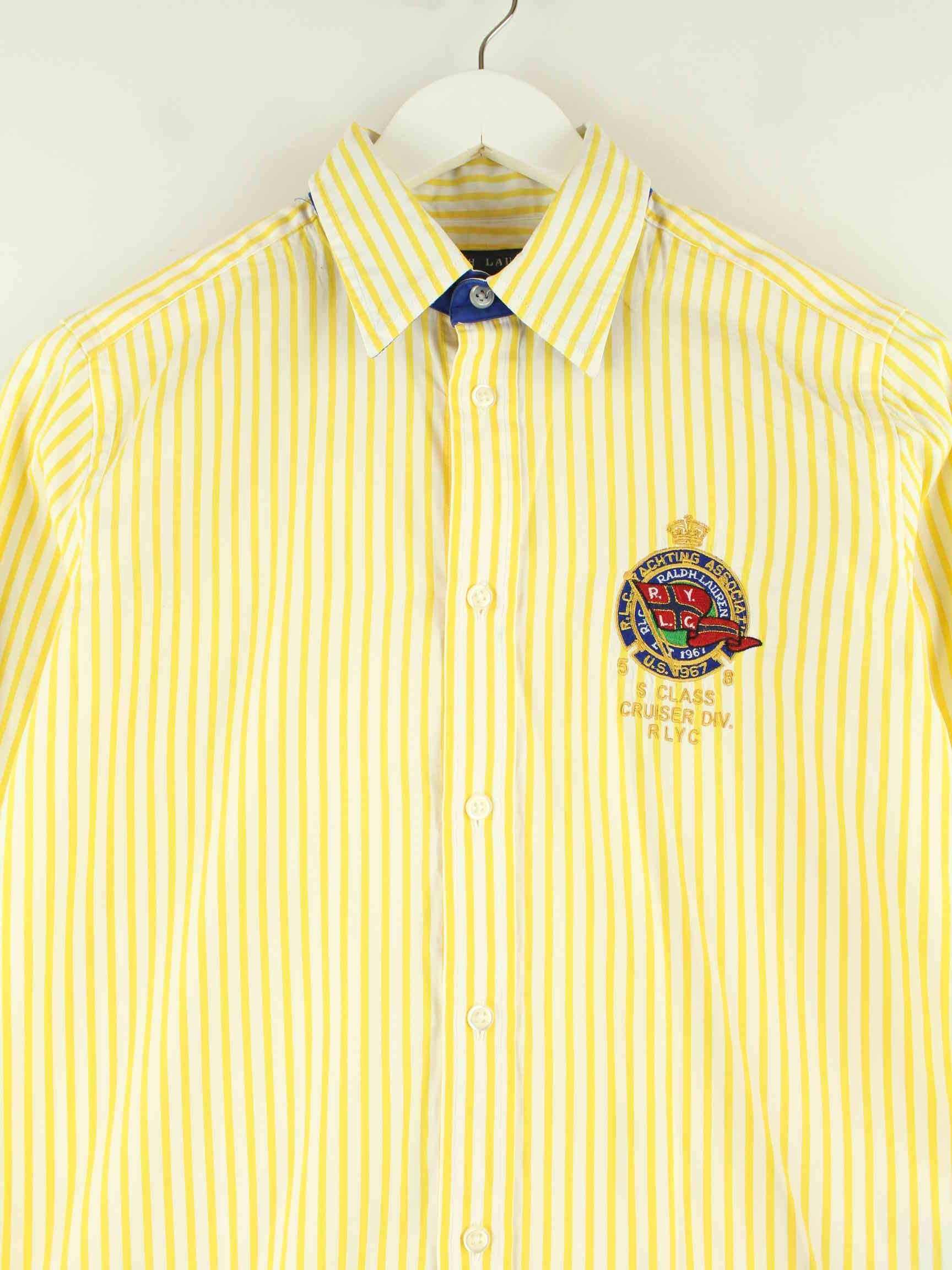 Ralph Lauren 90s Vintage Striped Embroidered Hemd Gelb XS (detail image 1)
