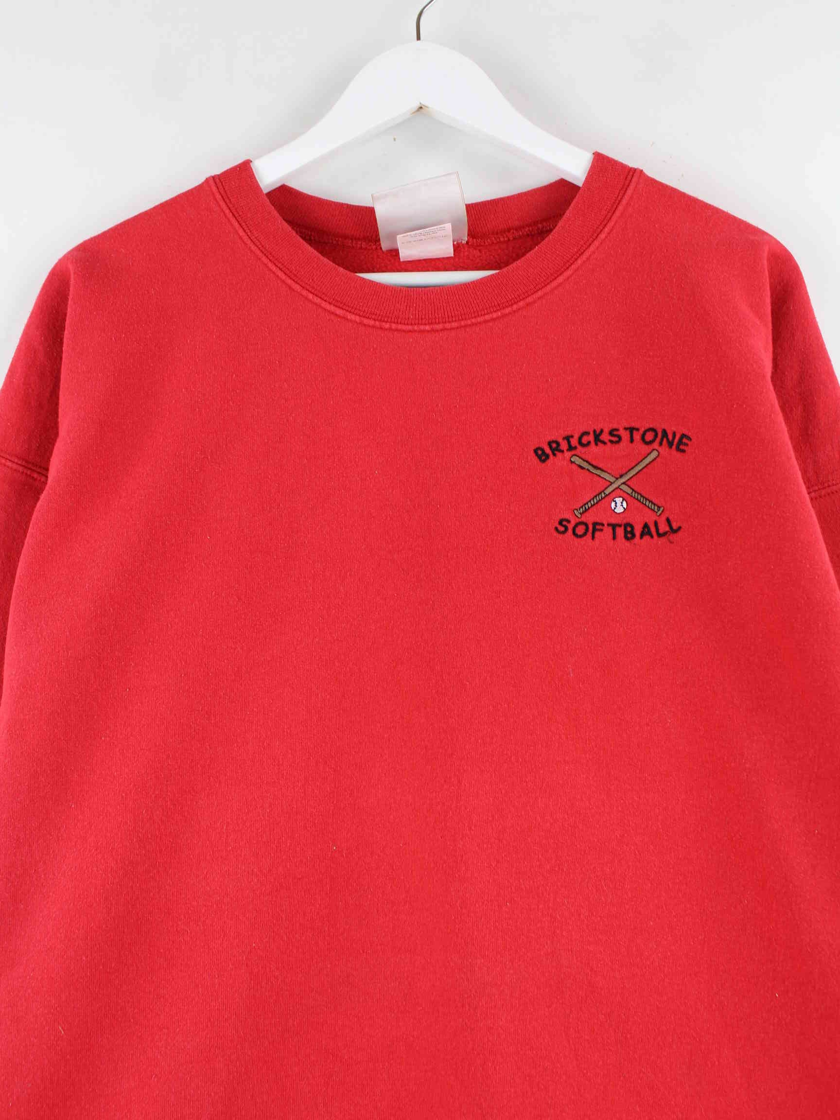 Hanes 90s Vintage Softball Embroidered Heavy Sweater Rot L (detail image 1)