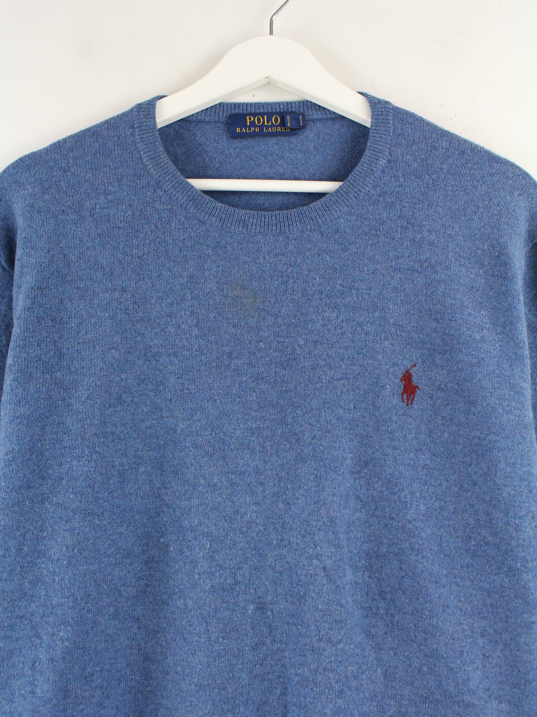 Polo Ralph Lauren 100% Merino Wool Pullover Sweater on sale Medium Red Blue Logo