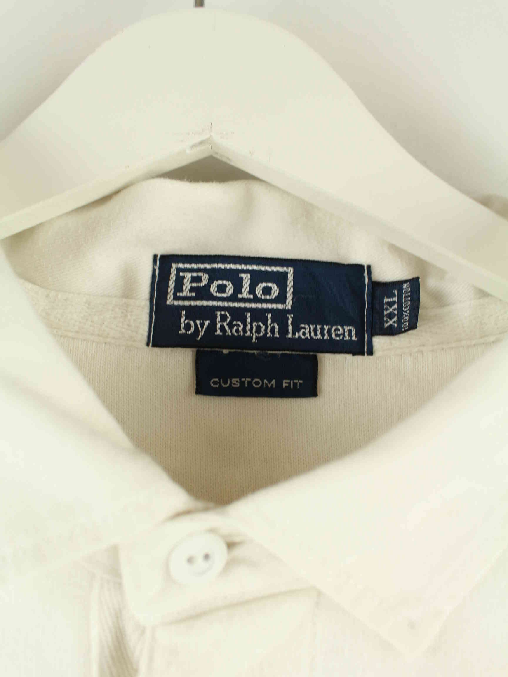 Ralph Lauren 90s Vintage Langarm Polo Weiß XXL (detail image 2)
