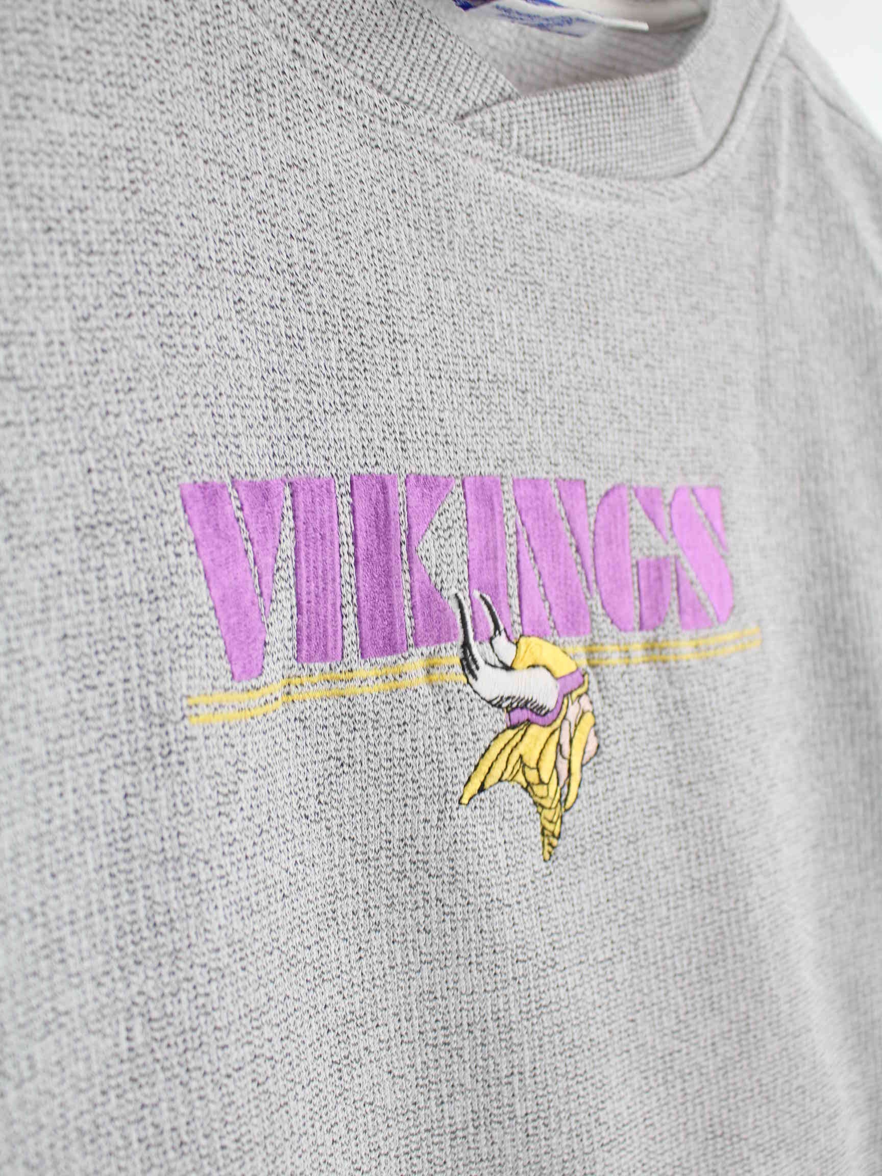 Majestic 90s Vintage Minnesota Vikings Embroidered Sweater Grau L (detail image 3)