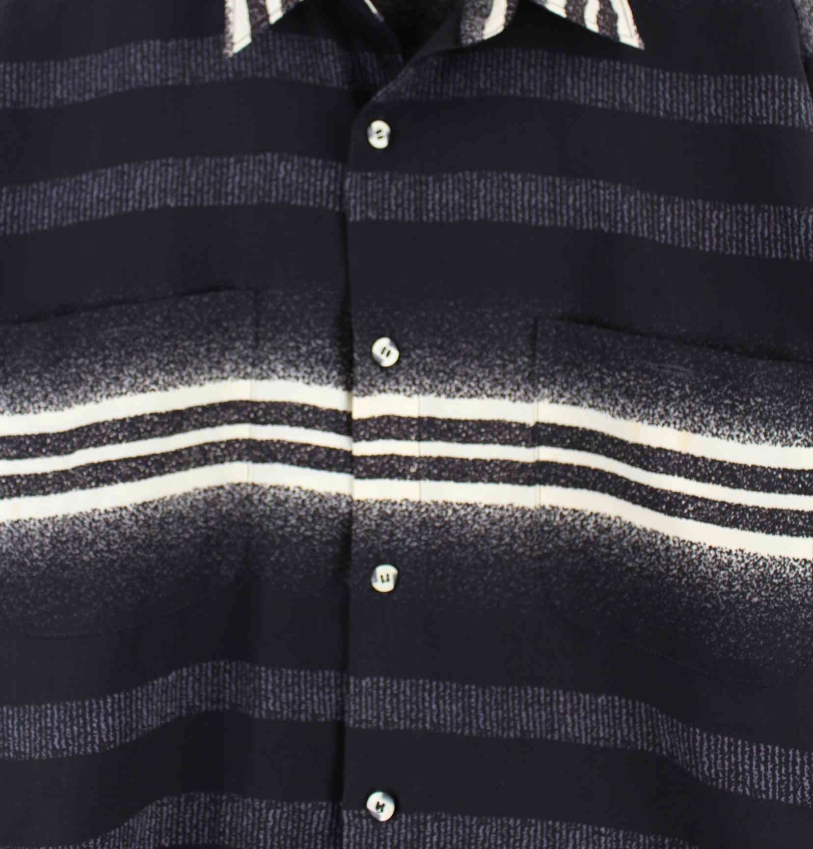 Vintage 90s Vintage Striped Pattern Hemd Schwarz XL (detail image 1)