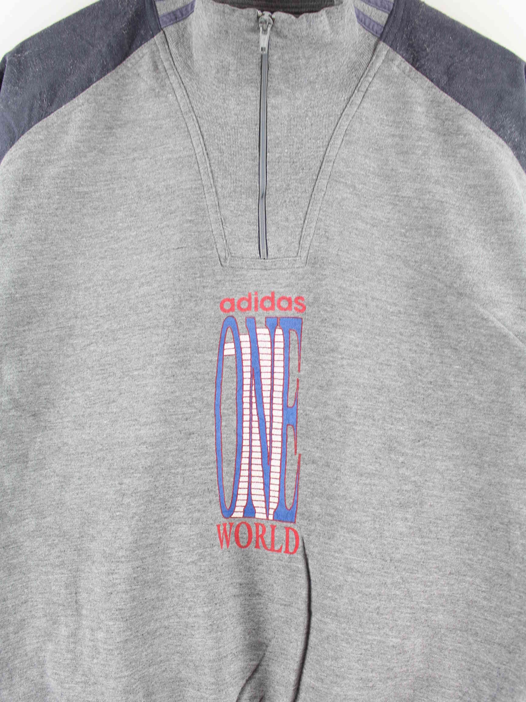 Adidas 80s Vintage One World Print Half Zip Sweater Grau M (detail image 1)