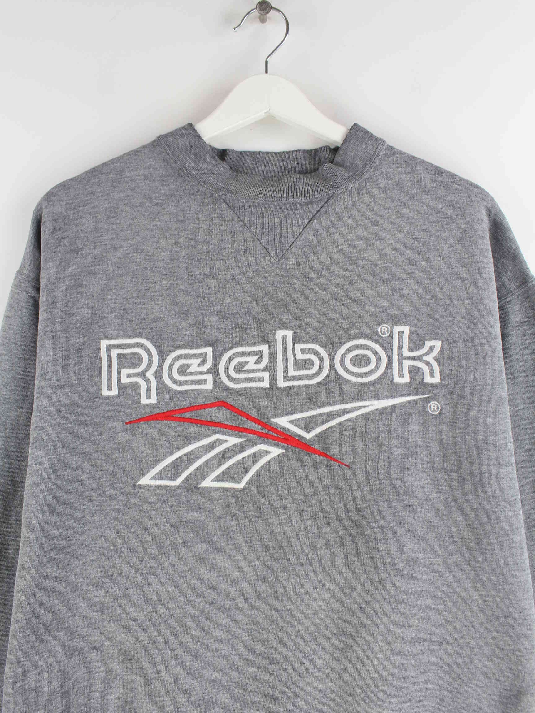 Reebok 90s Vintage Embroidered Sweater Grau S (detail image 1)