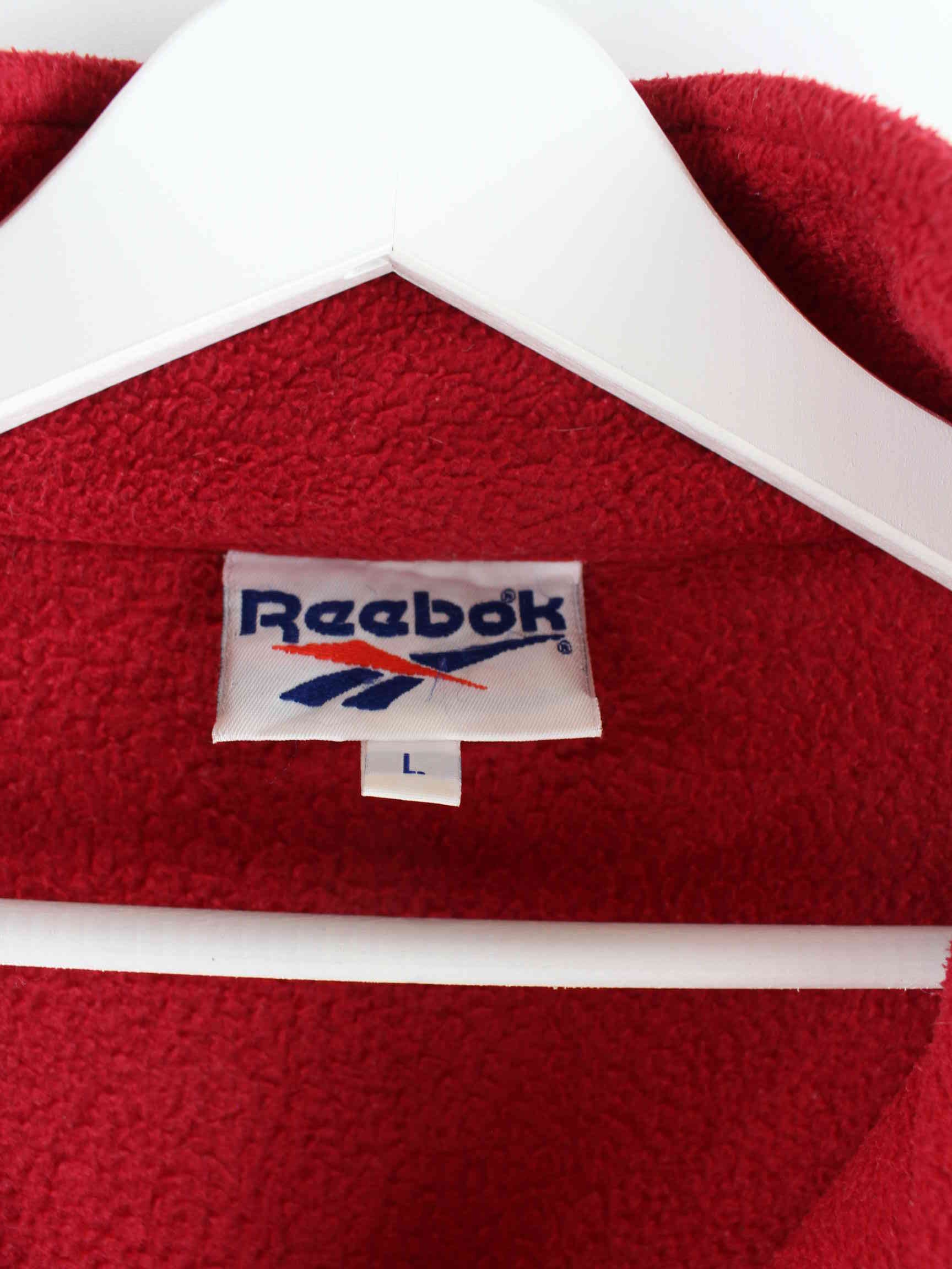 Reebok 90s Vintage Fleece Half Zip Sweater Rot L (detail image 2)