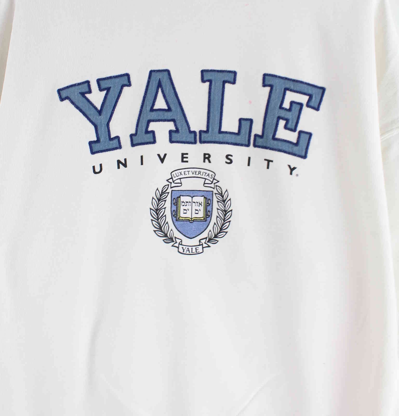 Vintage 90s Yale University Print Sweater Weiß XS (detail image 1)