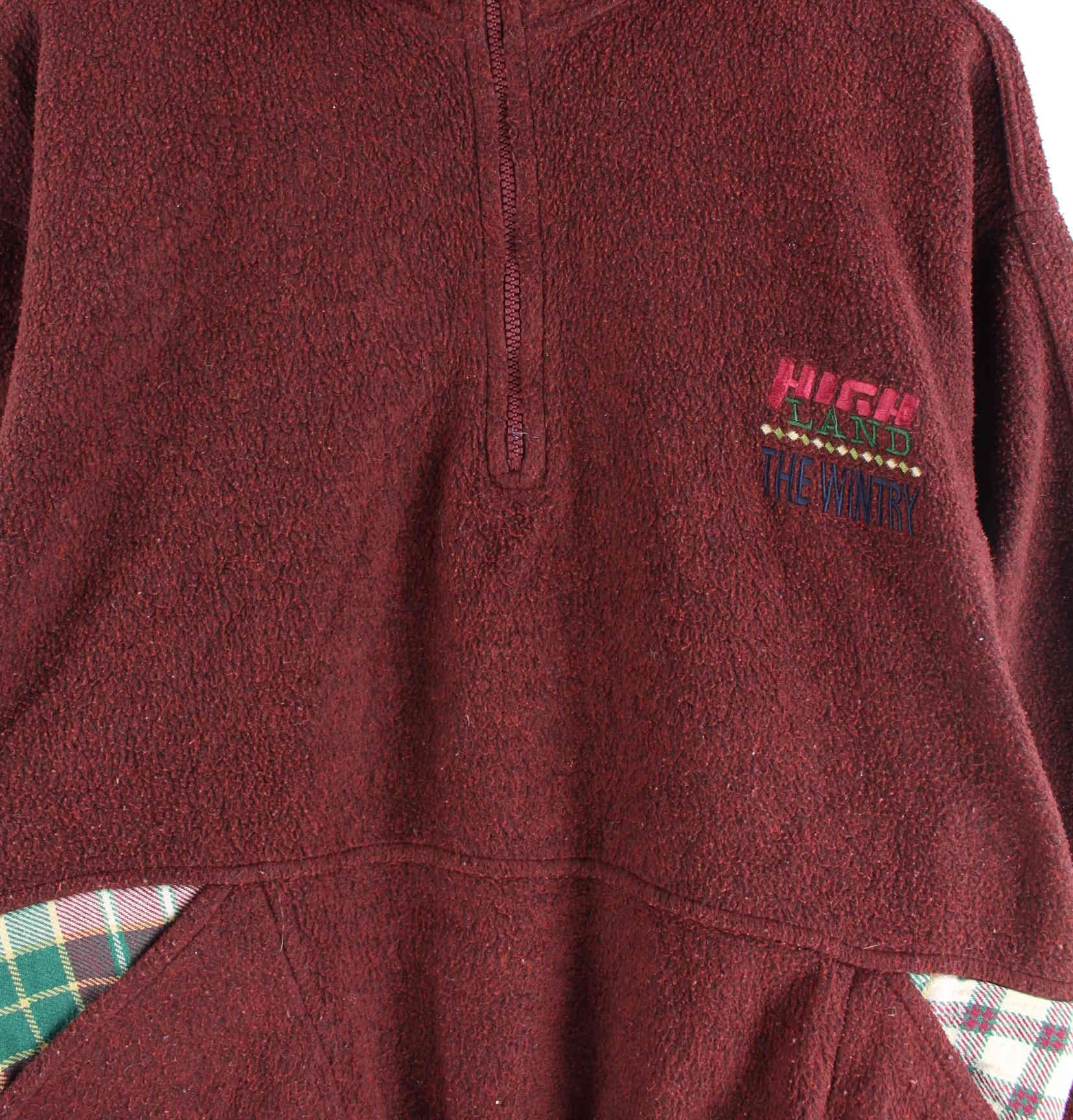 Vintage 90s Fleece Half Zip Sweater Rot S (detail image 1)