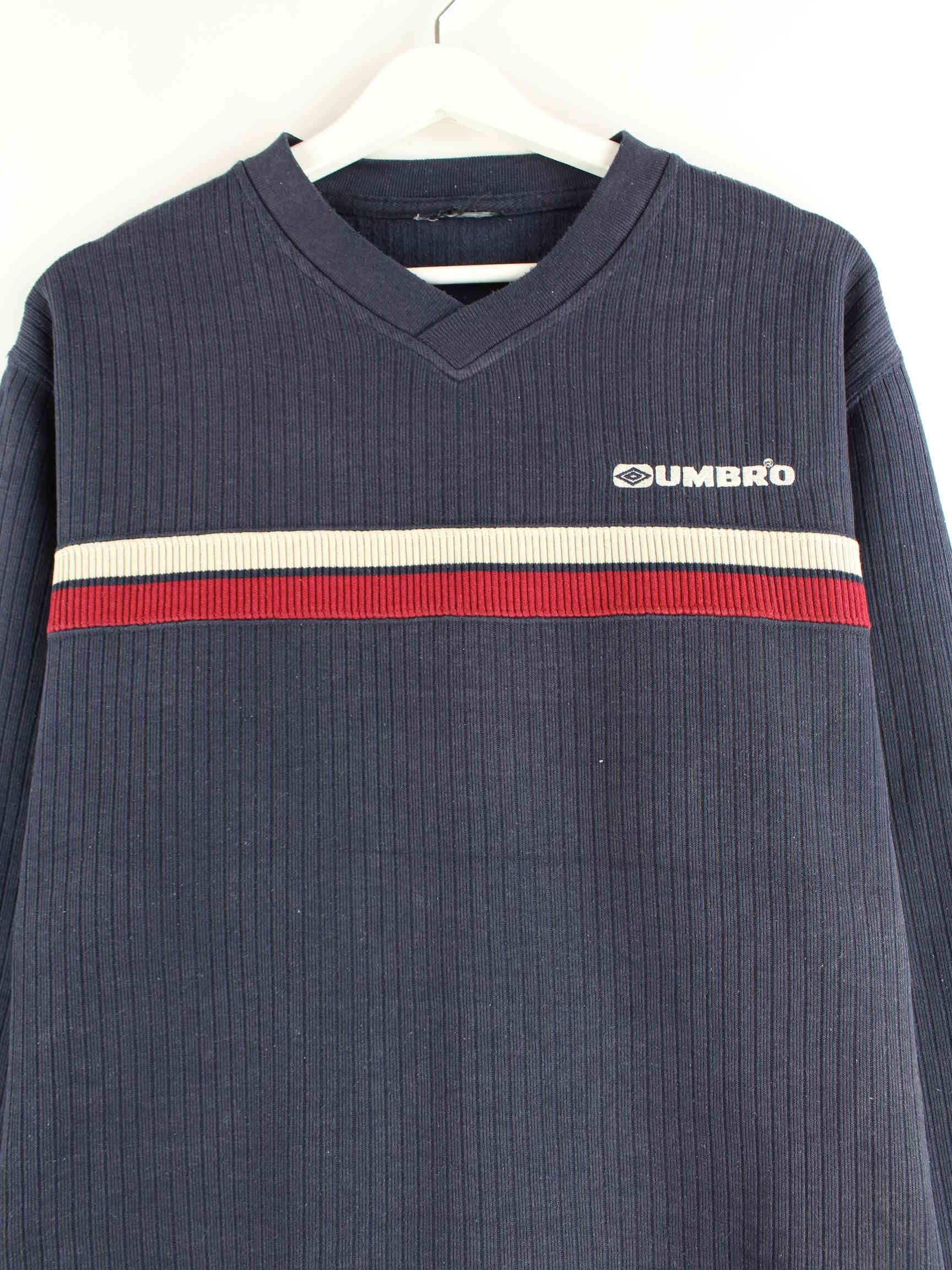 Umbro 90s Vintage Embroidered V-Neck Sweater Blau M (detail image 1)