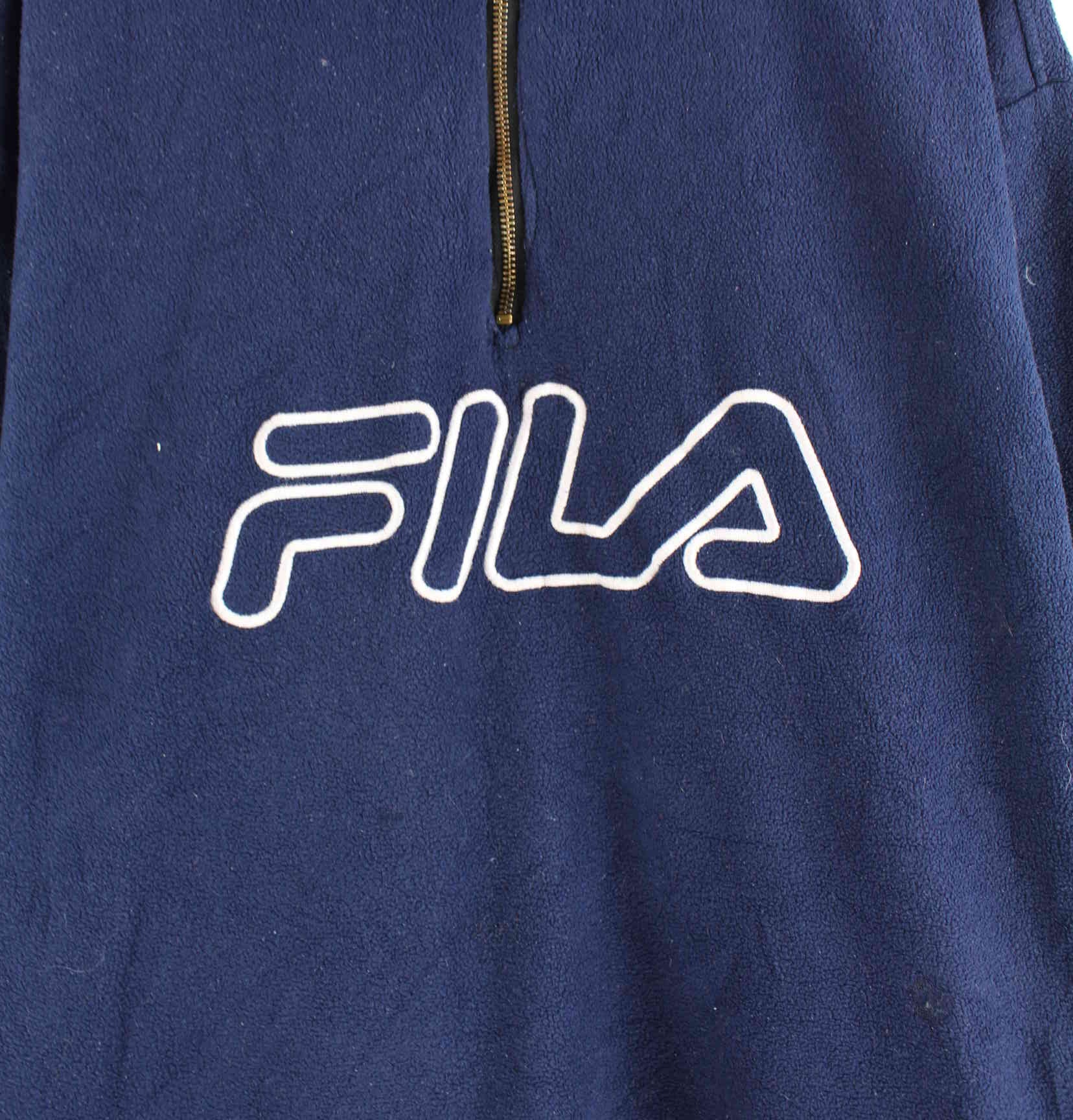 Fay 90s Vintage Embroidered Fleece Half Zip Sweater Blau L (detail image 1)