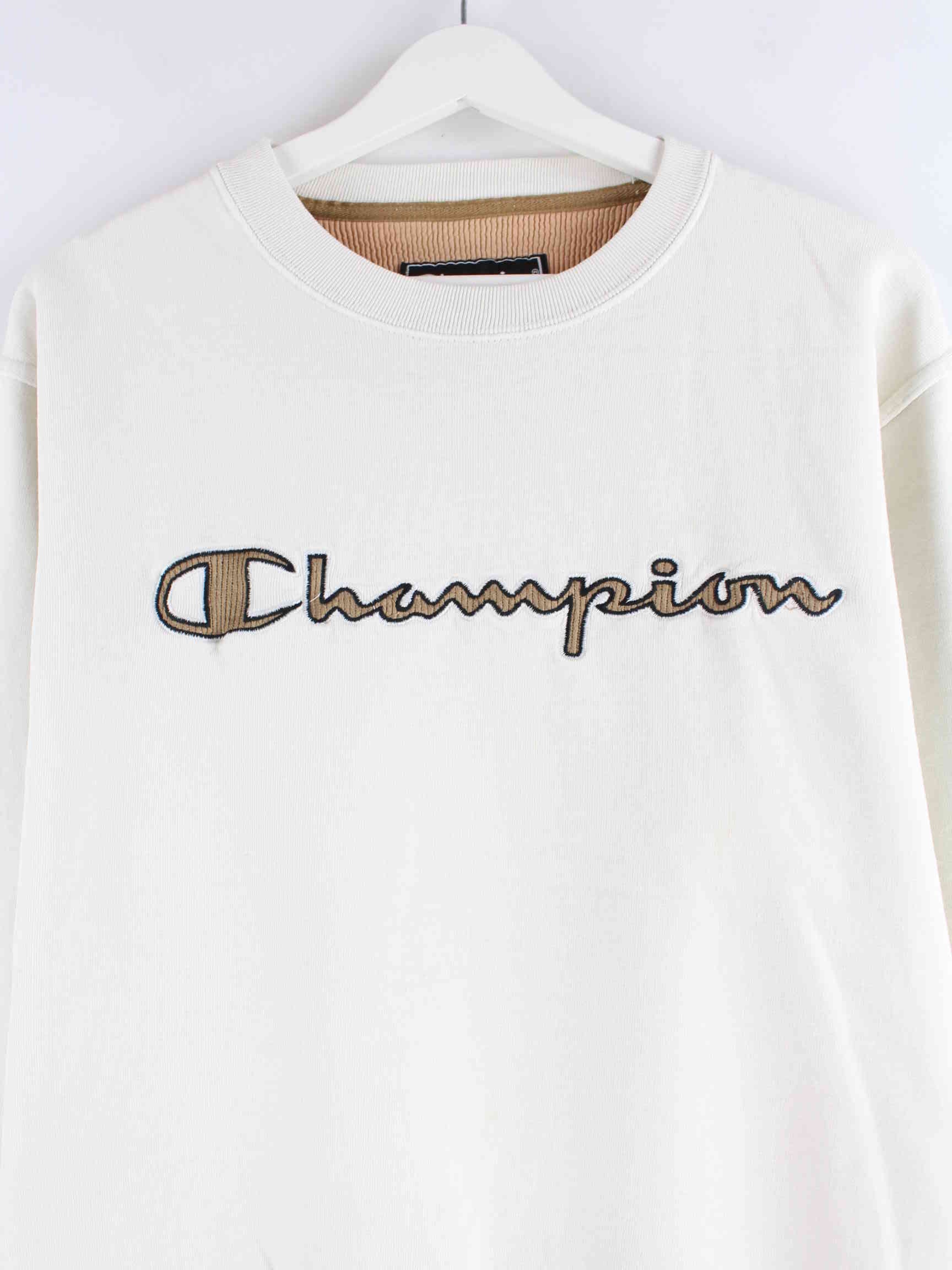 Champion y2k Embroidered Logo Sweater Beige M (detail image 1)
