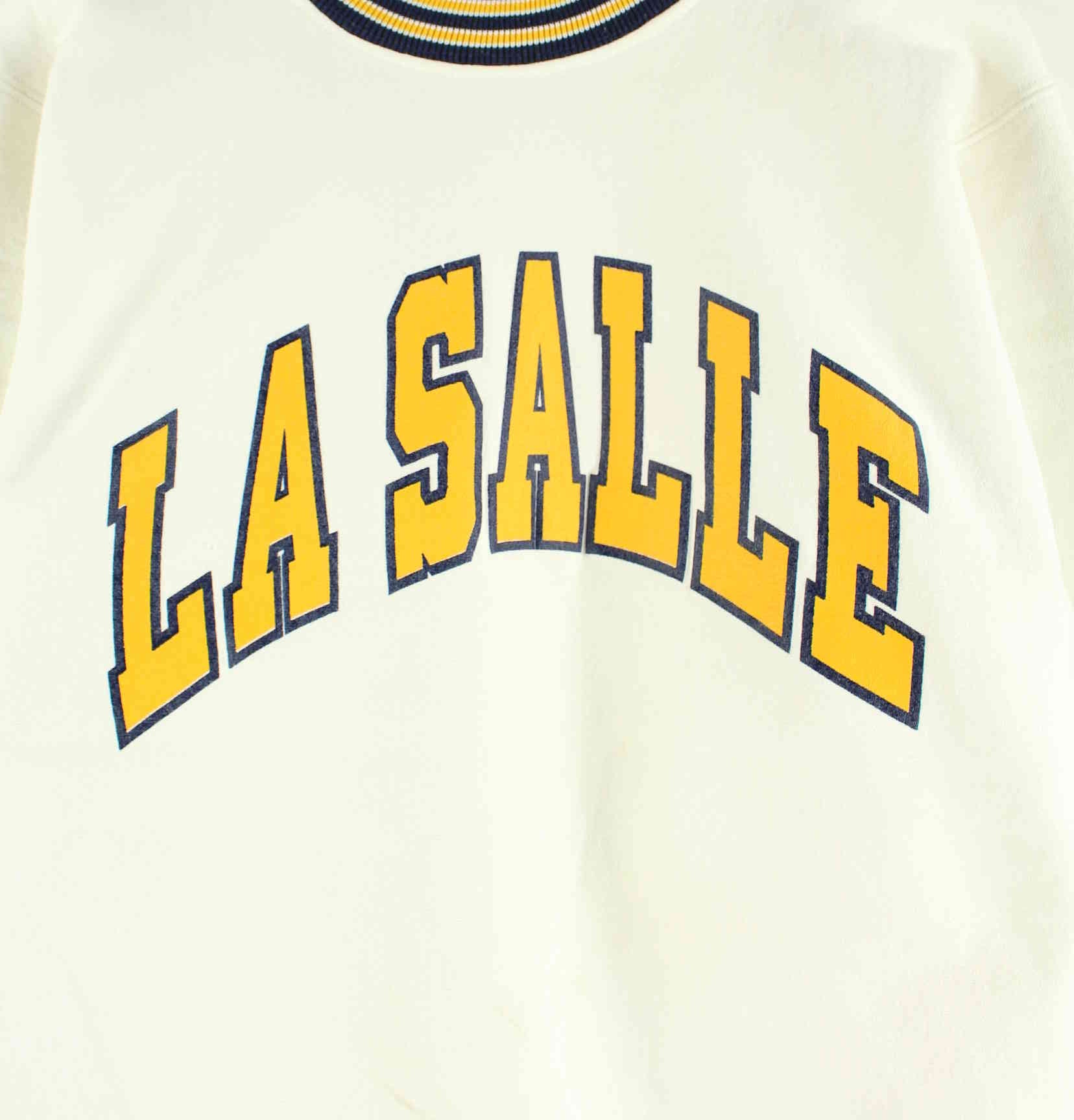Vintage 80s La Salle Print Heavy Sweater Weiß L (detail image 1)
