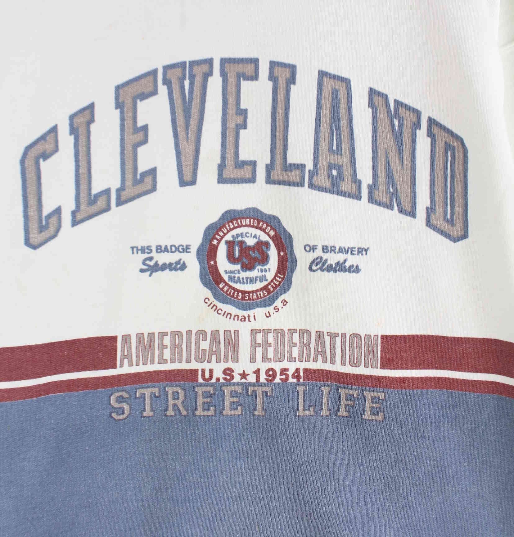 Vintage 90s Cleveland Print Sweater Weiß L (detail image 1)