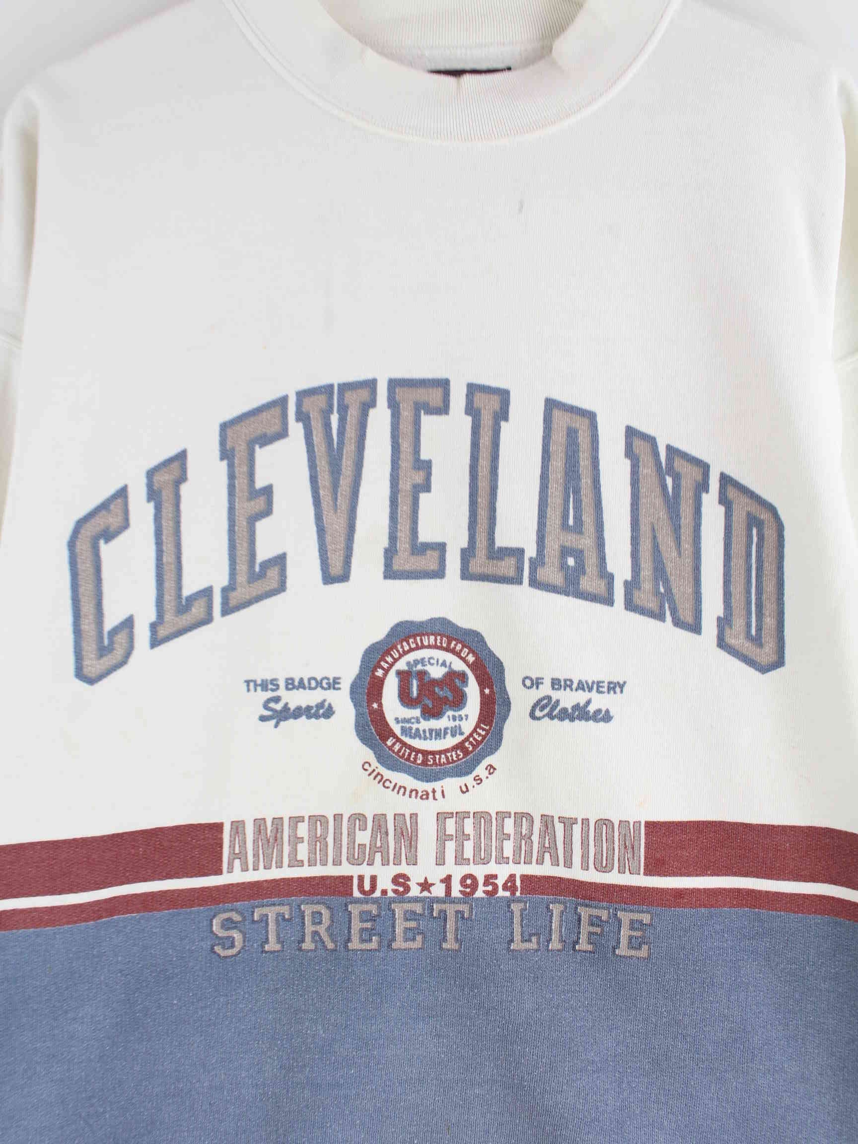 Vintage 90s Cleveland Print Sweater Weiß L (detail image 1)