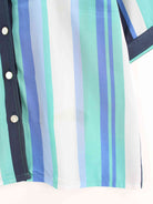 Vintage Damen Striped Kurzarm Hemd Mehrfarbig M (detail image 2)