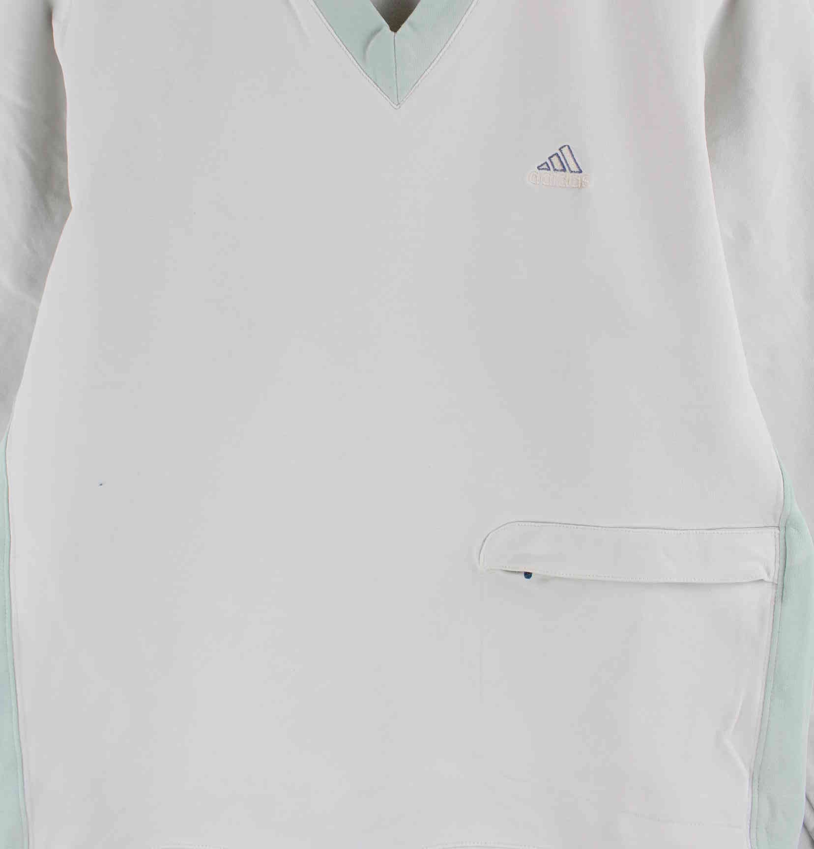 Adidas Damen 90s Vintage V-Neck Sweater Weiß M (detail image 1)